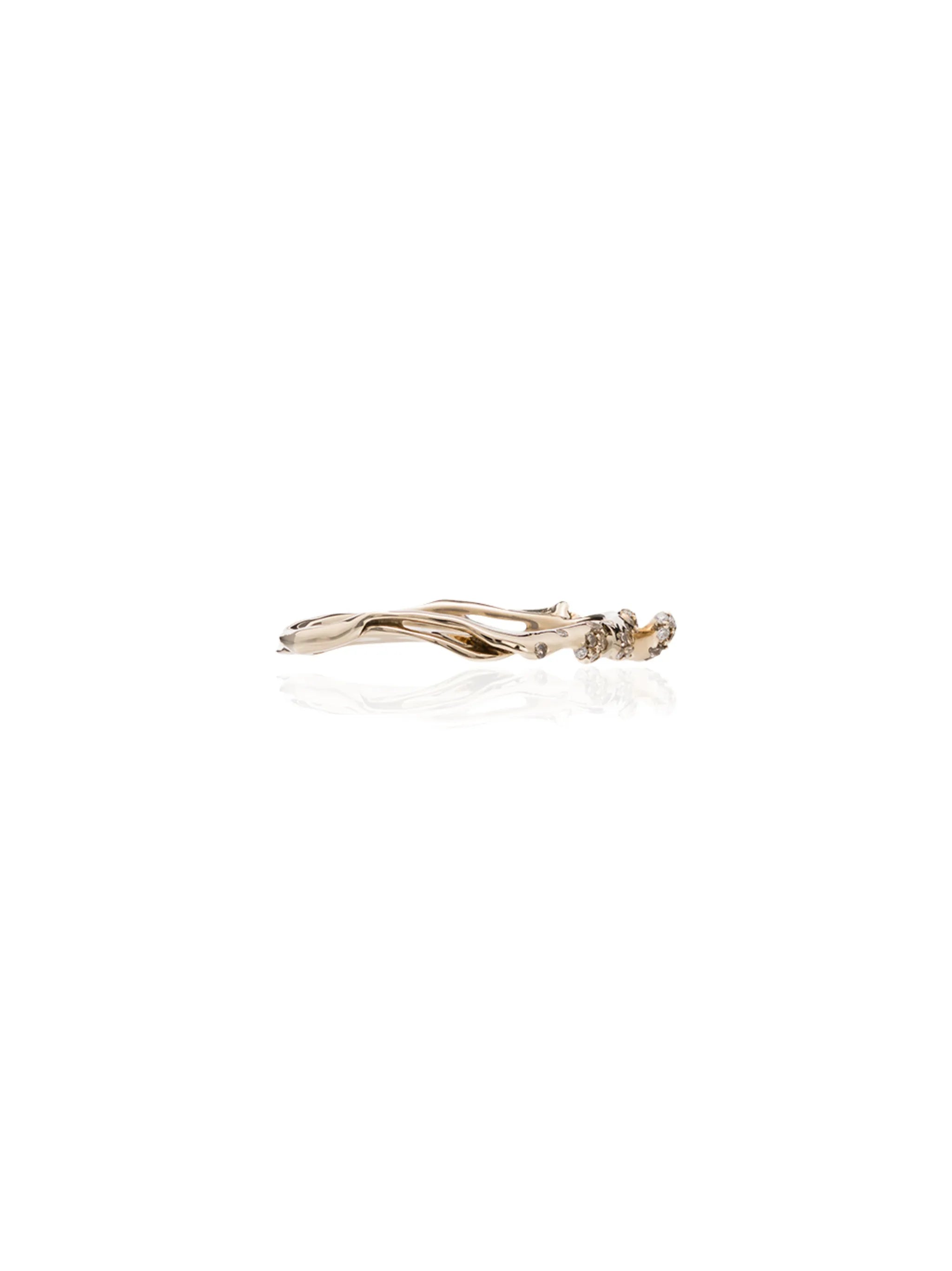 18kt white gold wave diamond stackable ring