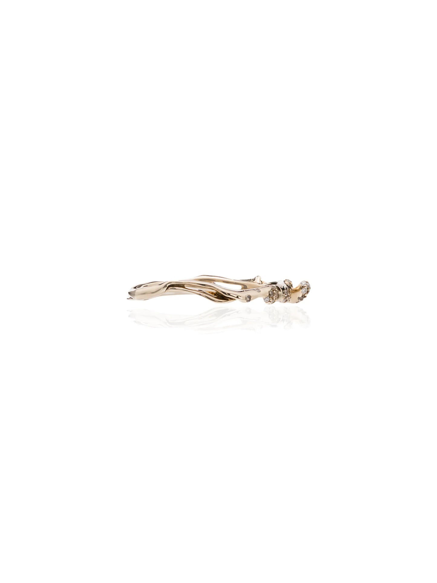 18kt white gold wave diamond stackable ring