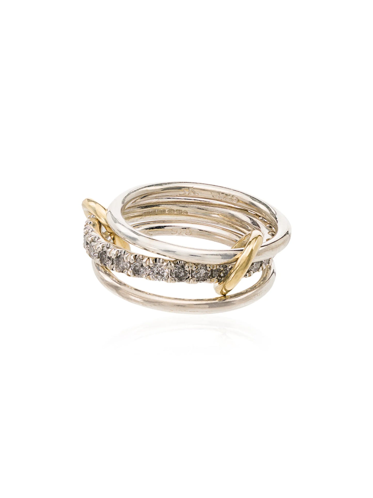 18kt yellow gold Petunia link diamond ring