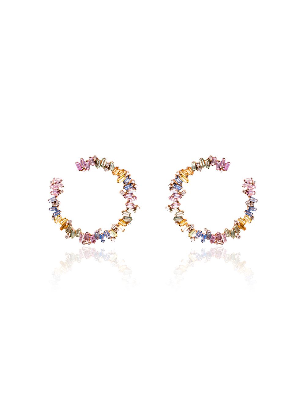 18kt rose gold Fireworks sapphire and hoop earrings