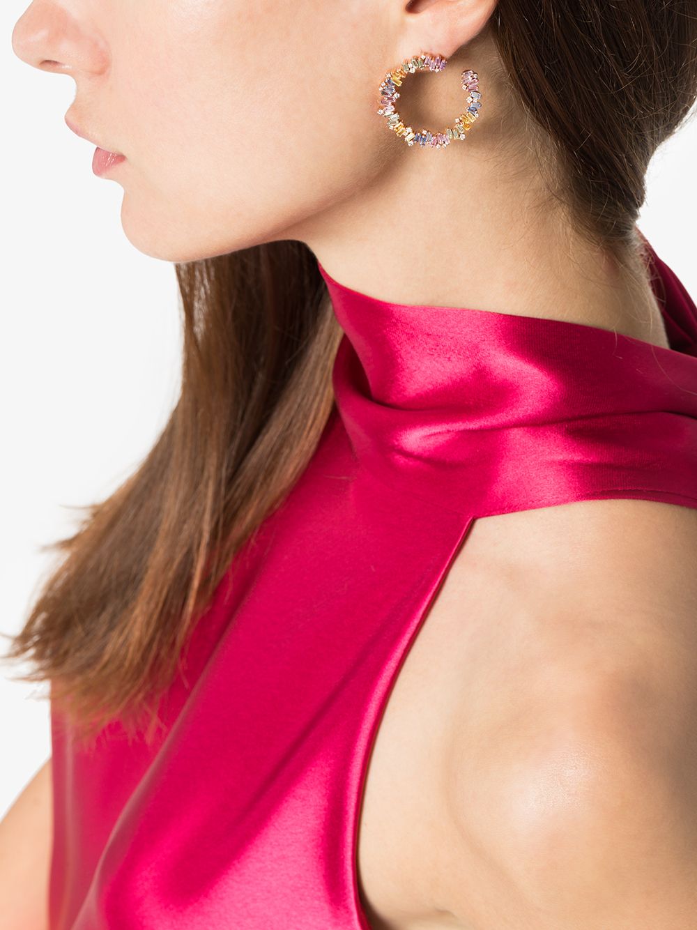 18kt rose gold Fireworks sapphire and hoop earrings