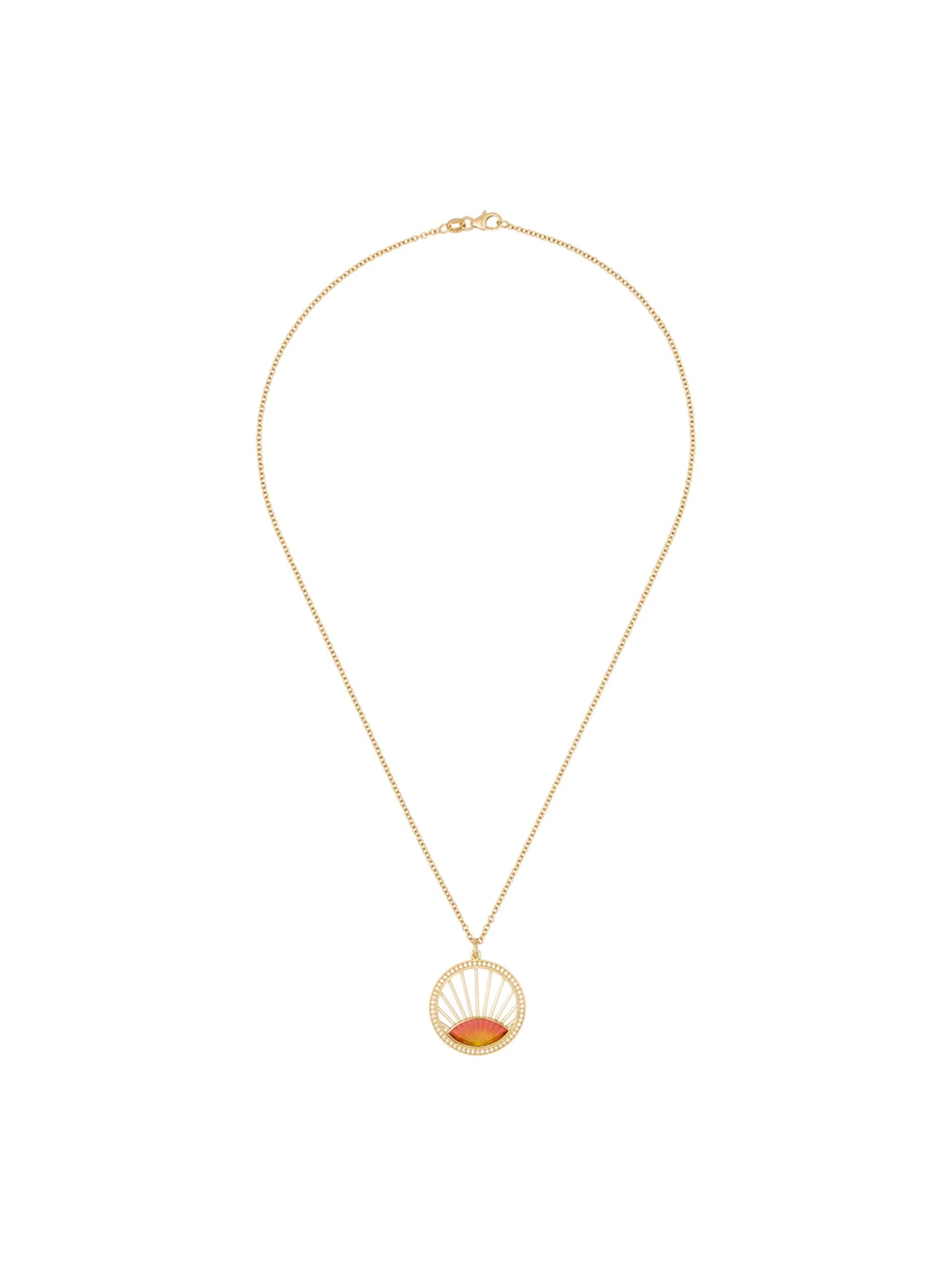 18kt yellow gold diamond sunset pendant necklace