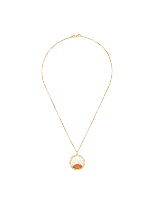 18kt yellow gold diamond sunset pendant necklace