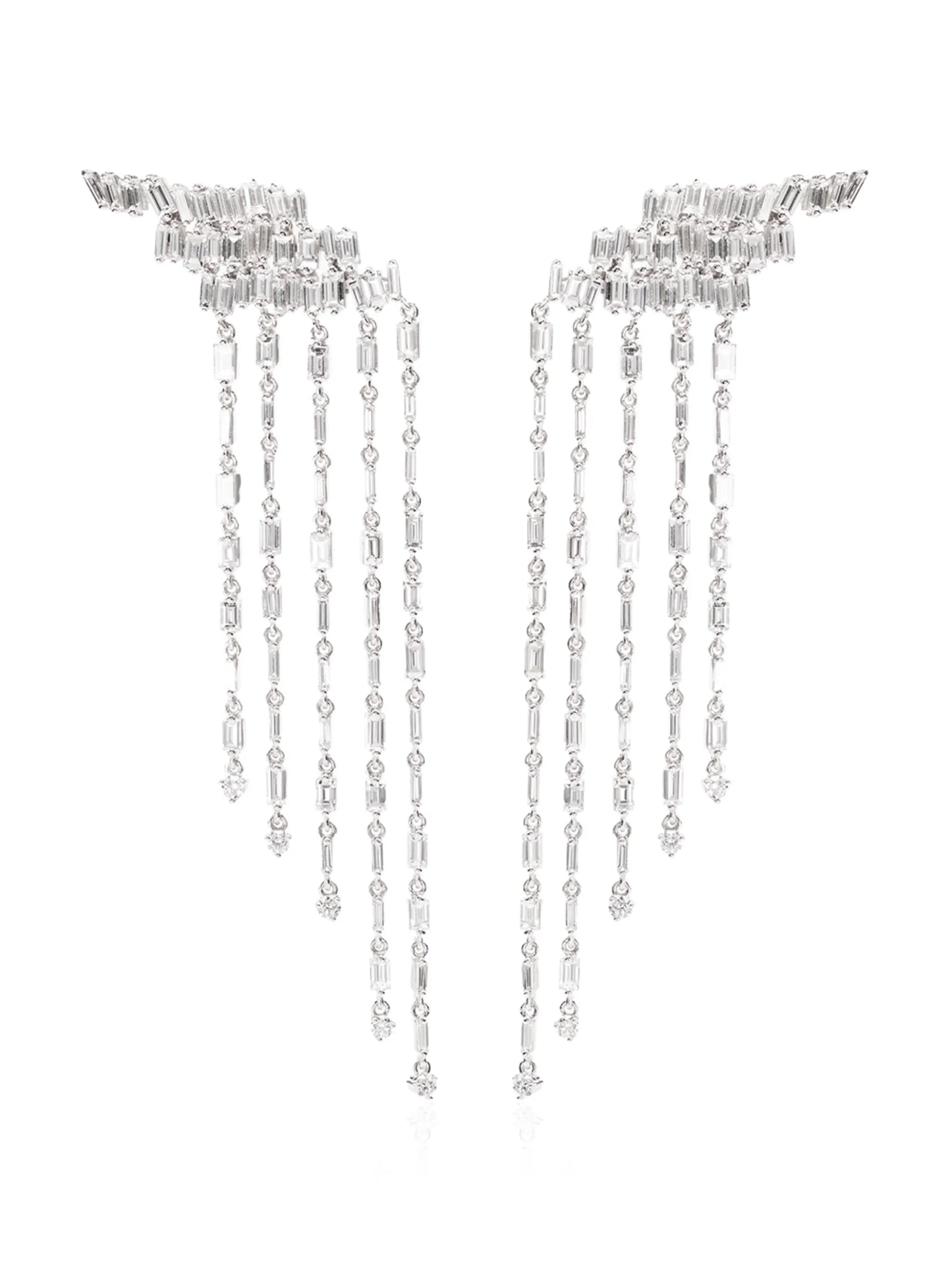 18kt white gold Fireworks diamond fringe drop earrings