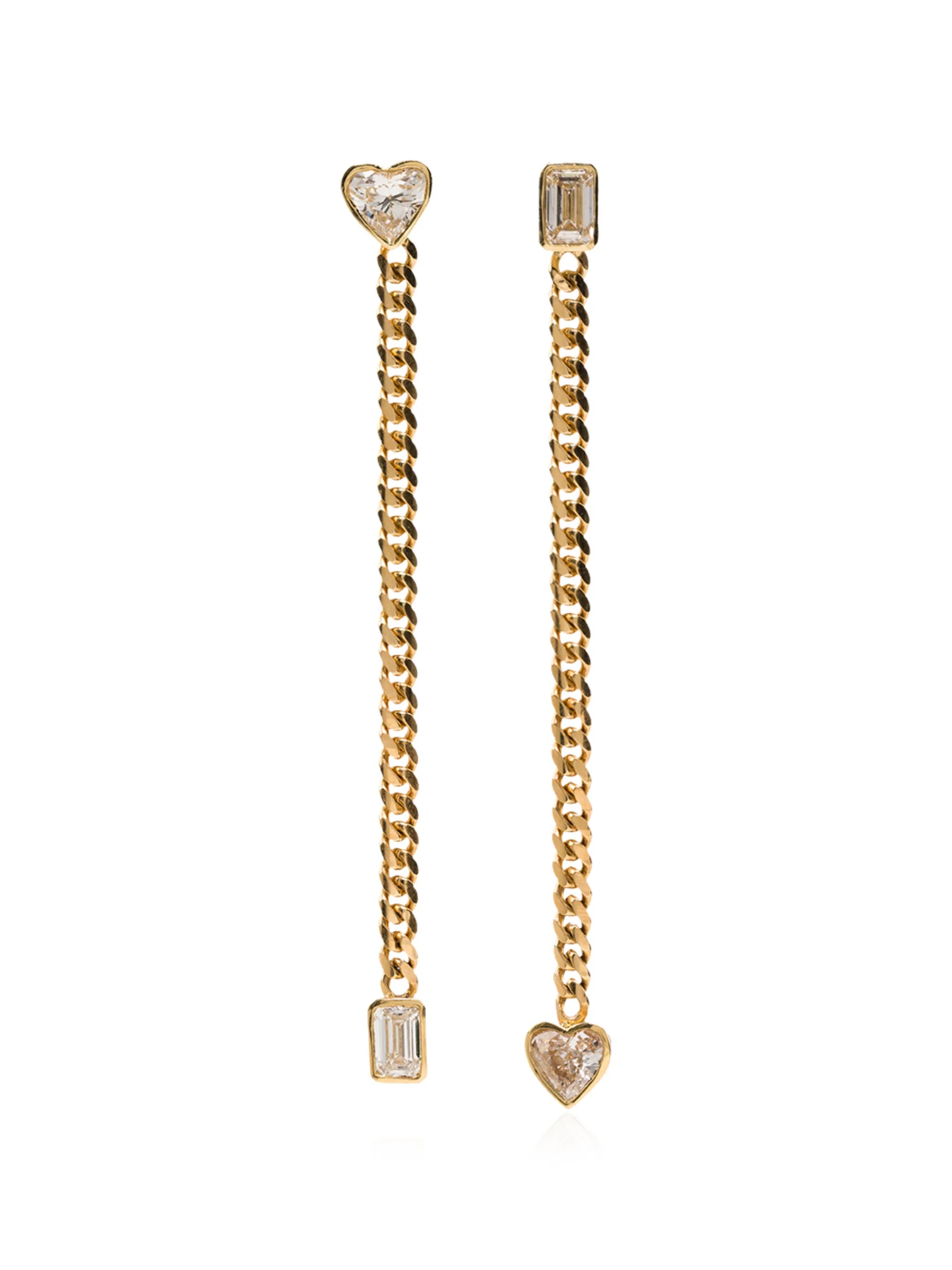 18kt gold fancy cut chain earrings