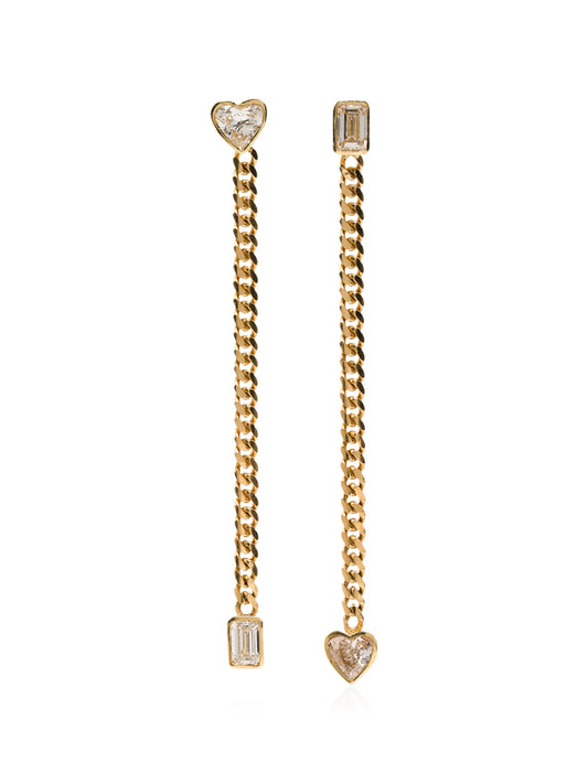 18kt gold fancy cut chain earrings