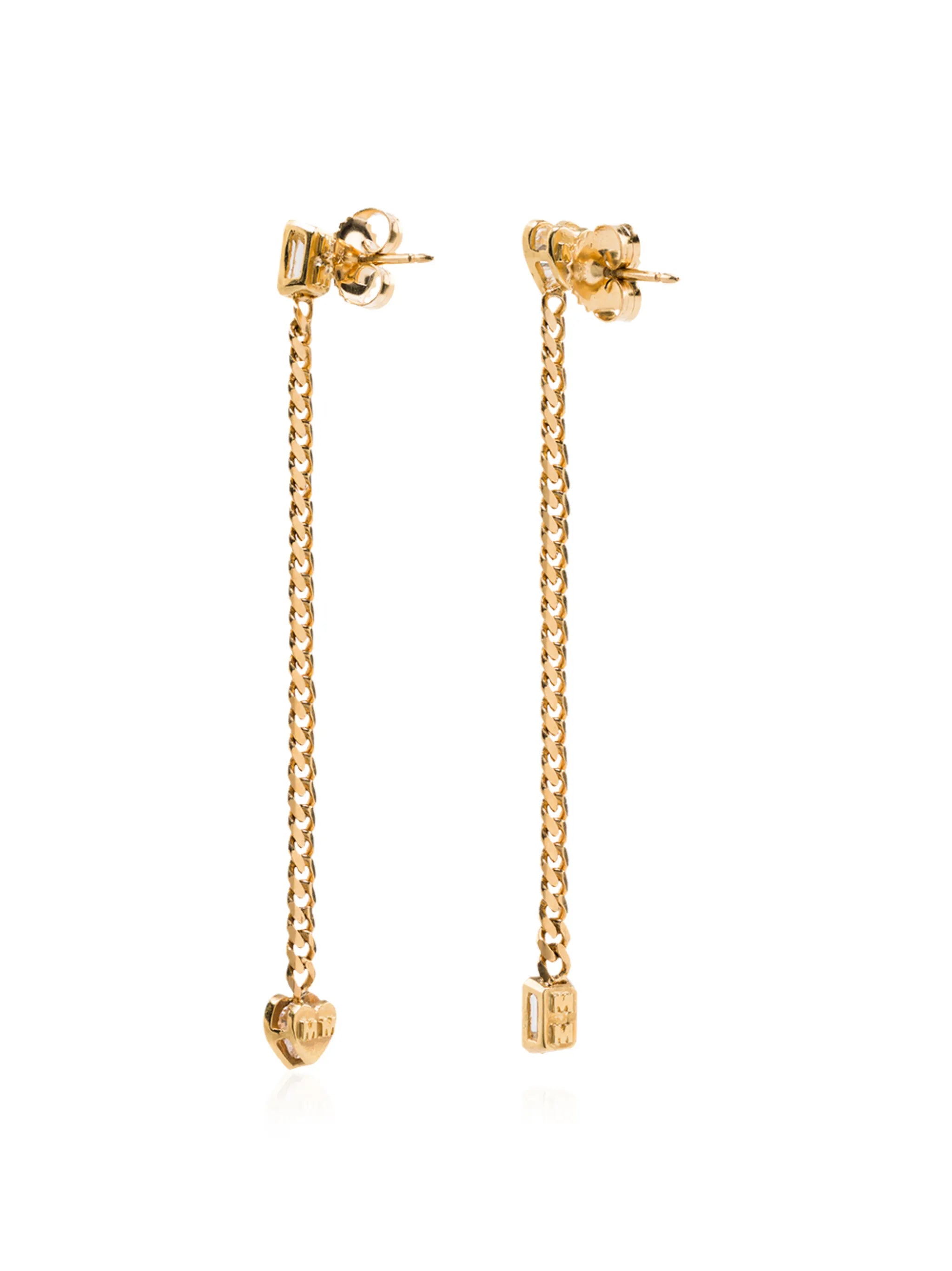 18kt gold fancy cut chain earrings