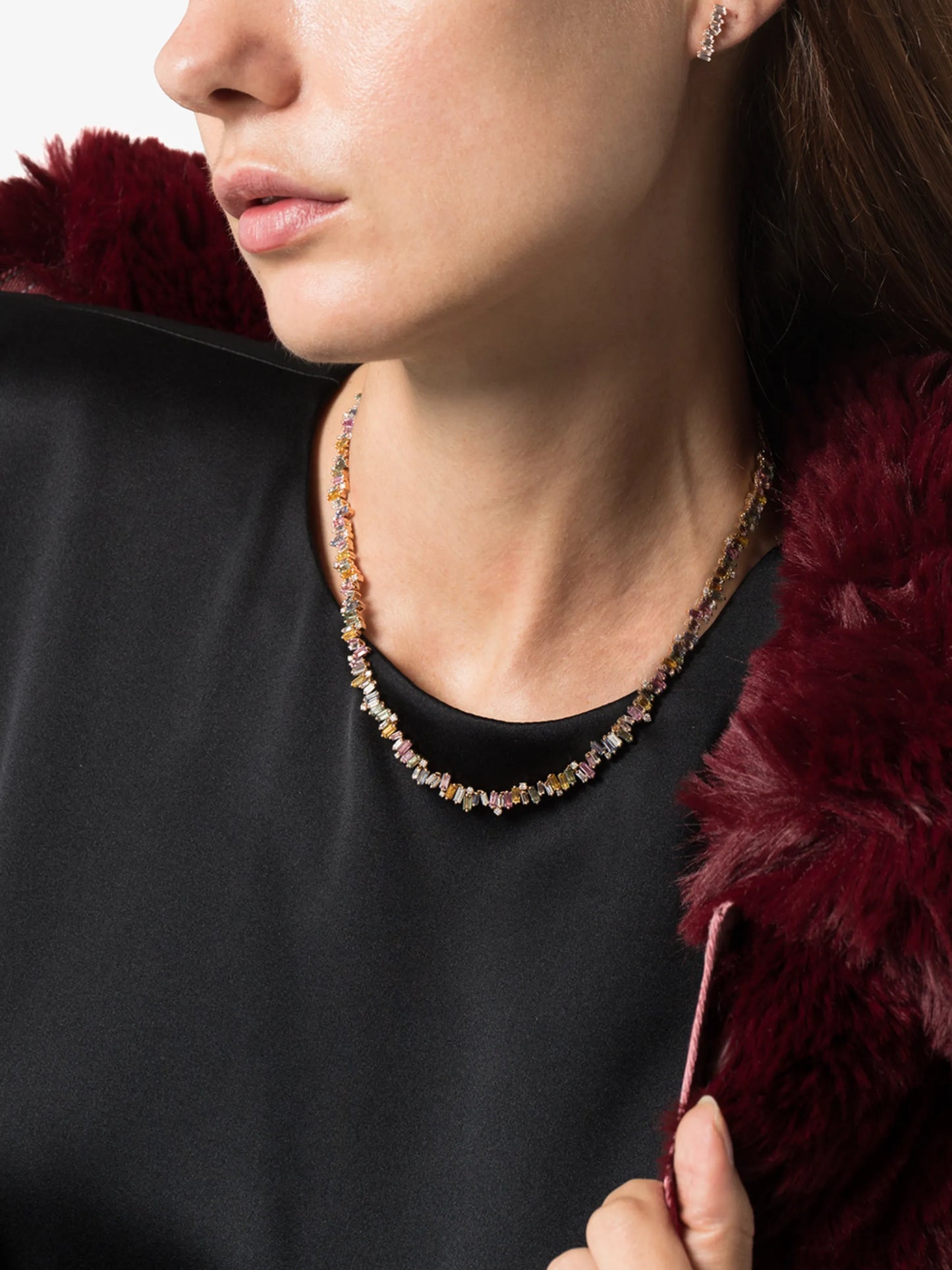 18kt rose gold Fireworks sapphire and diamond necklace