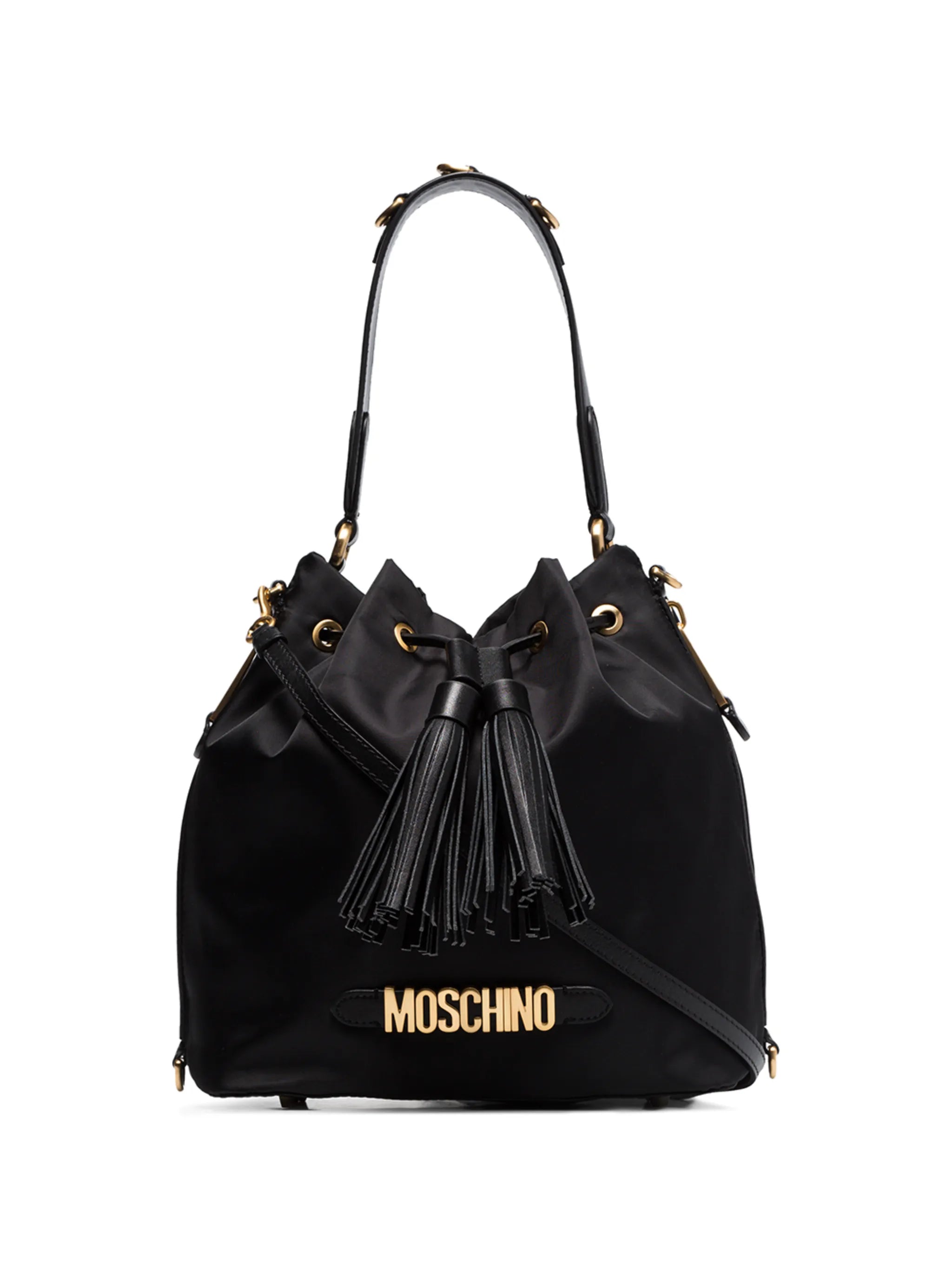 logo plaque drawstring bucket bag