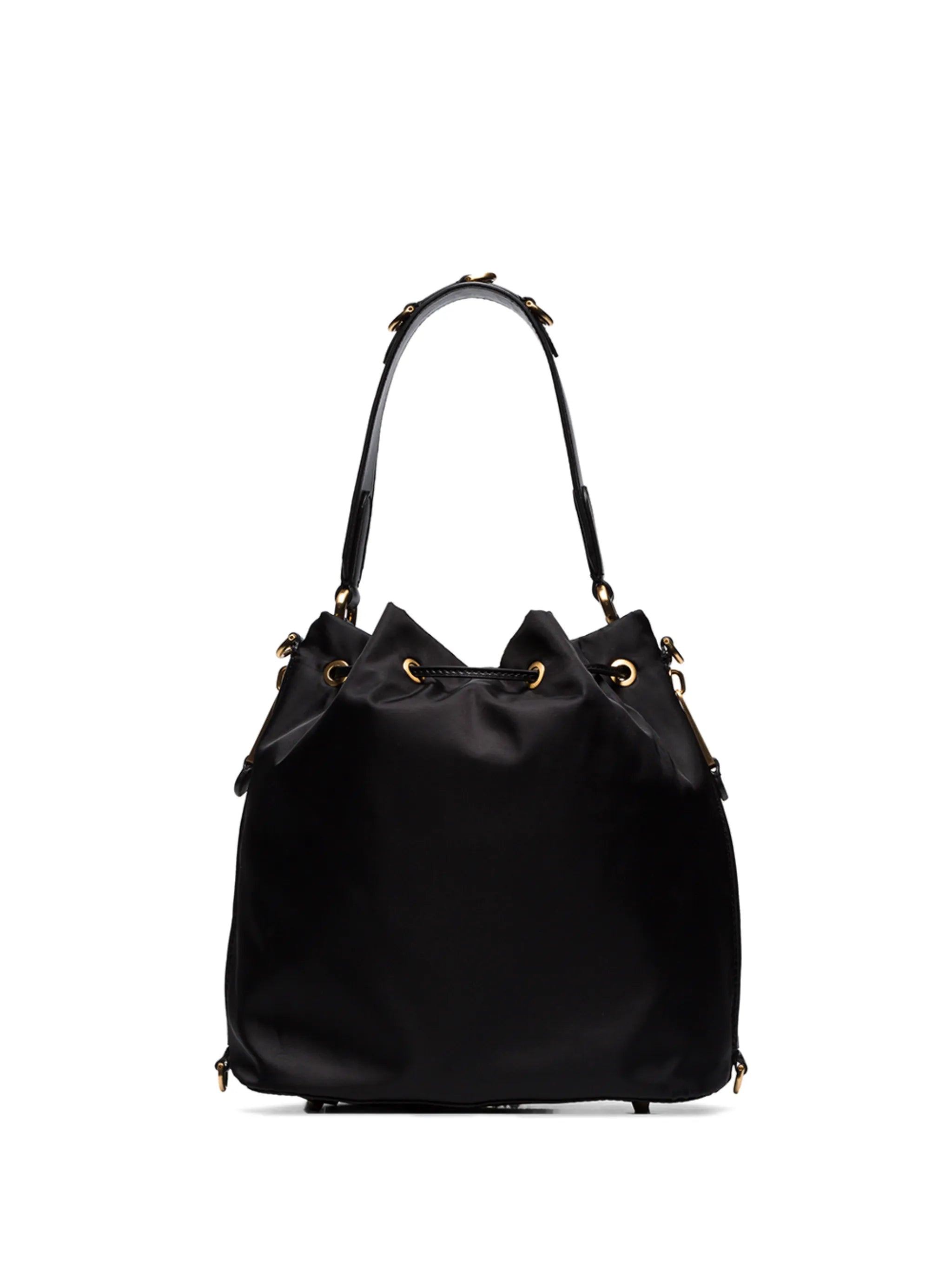 logo plaque drawstring bucket bag
