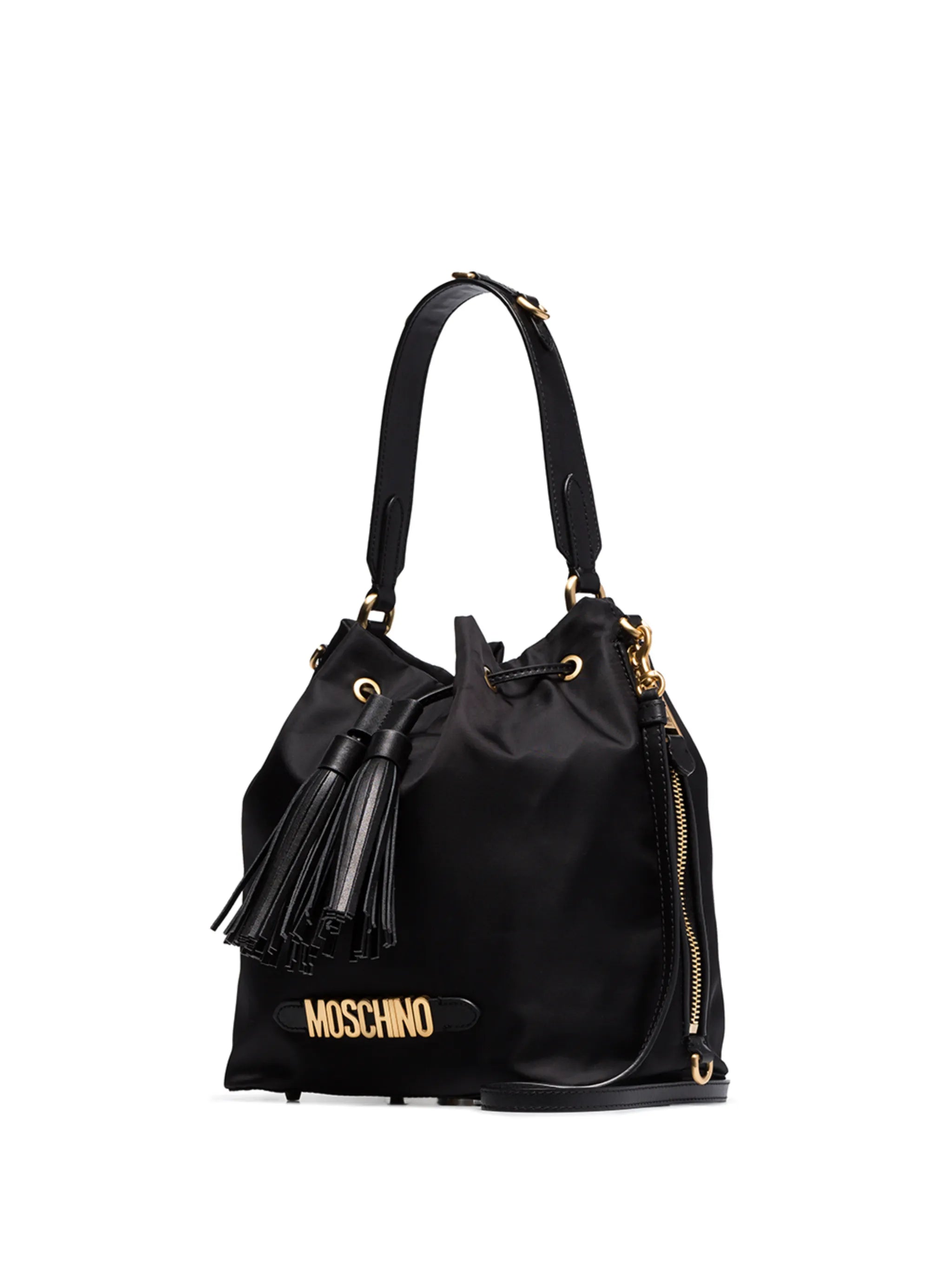logo plaque drawstring bucket bag