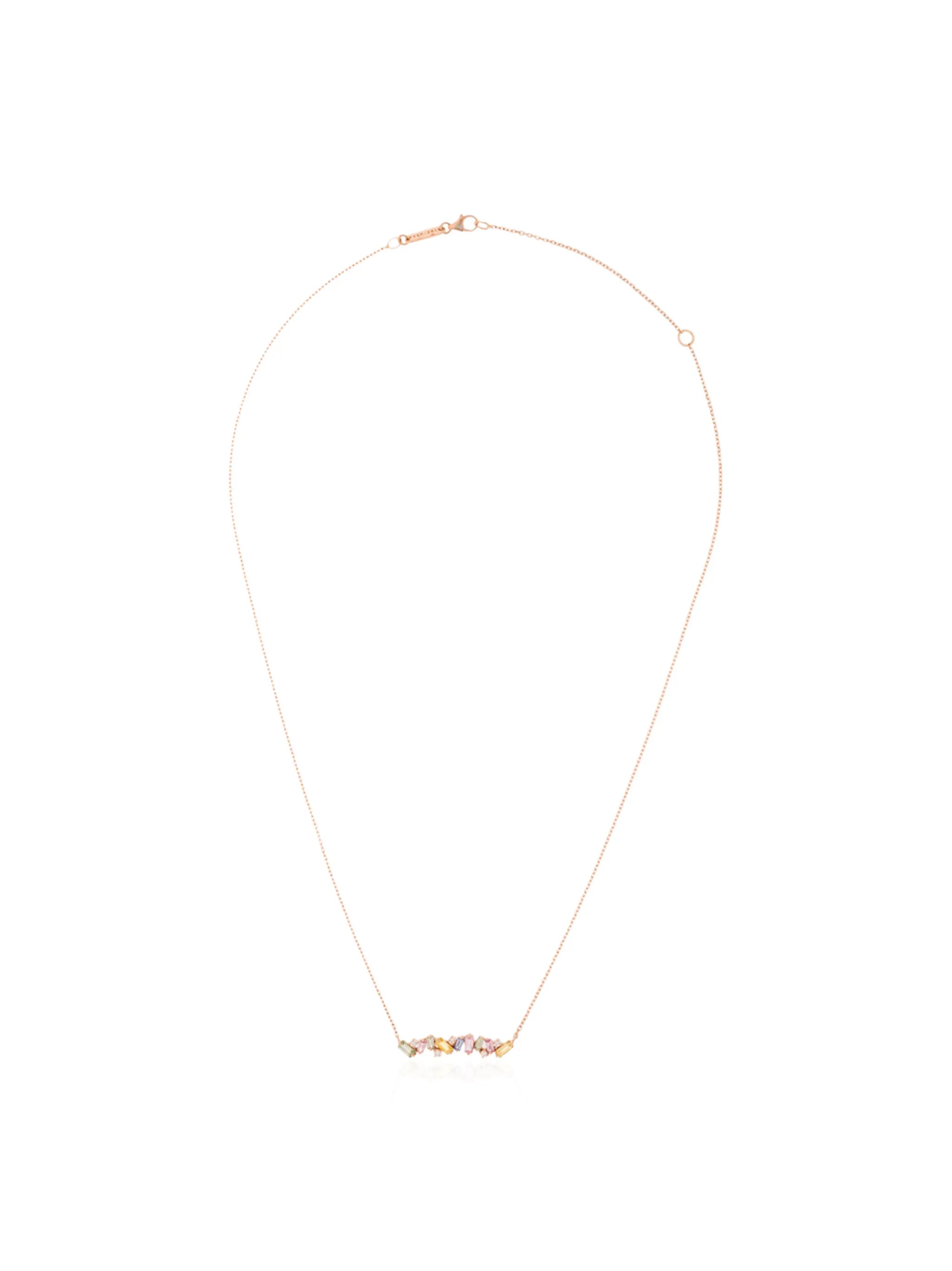 18kt rose gold diamond sapphire Rainbow Firework necklace
