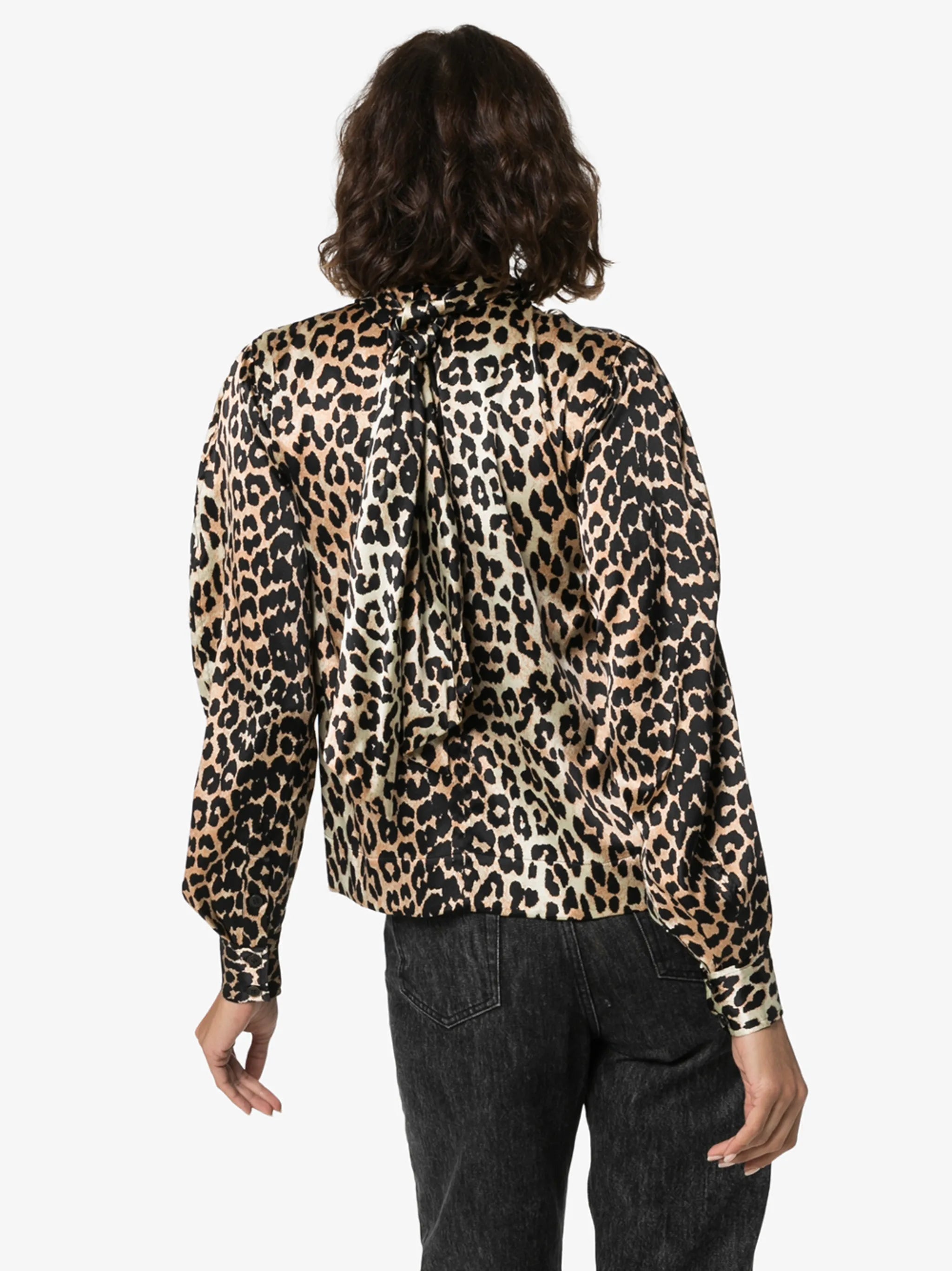 tie-neck leopard print blouse