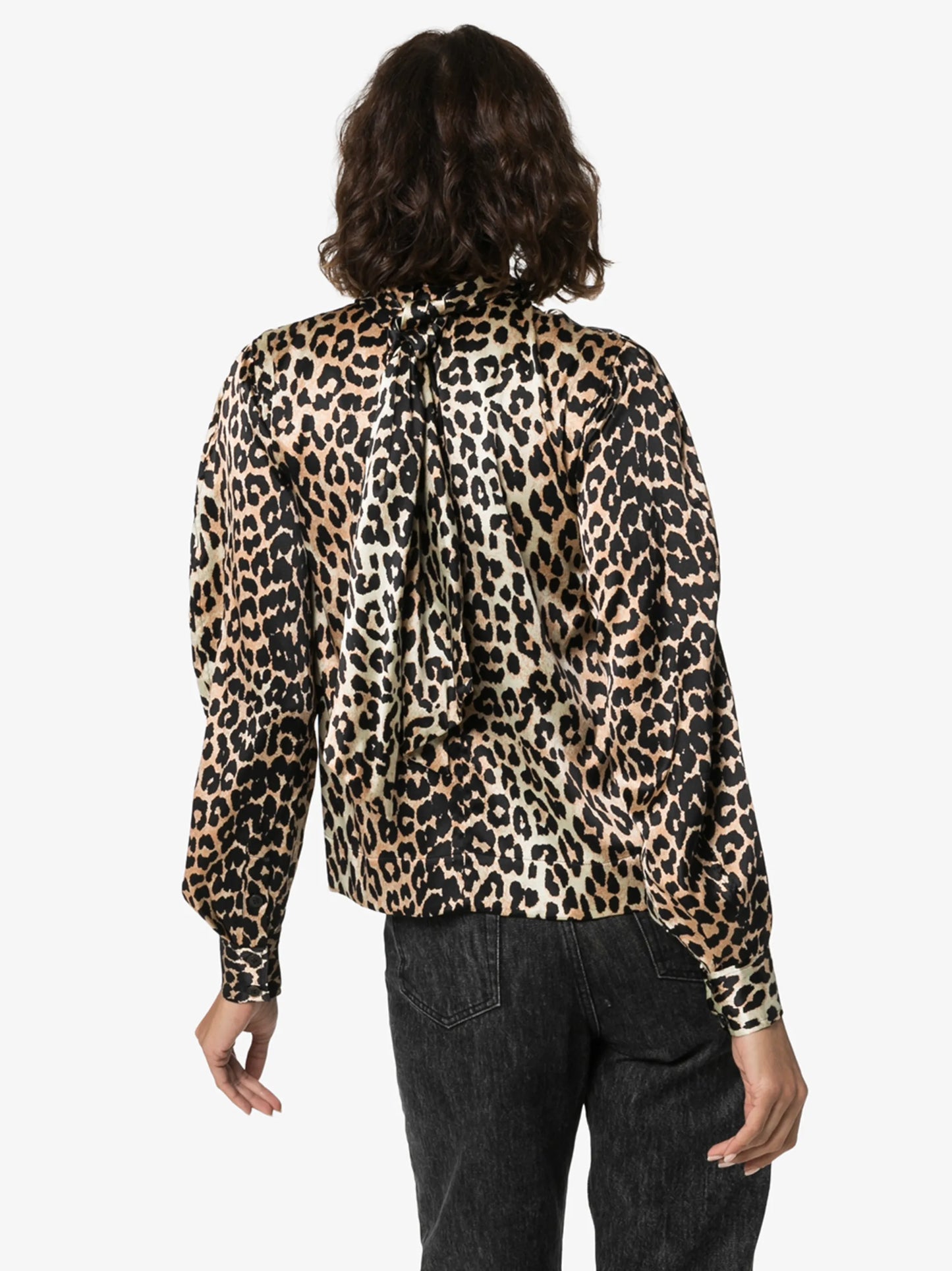 tie-neck leopard print blouse