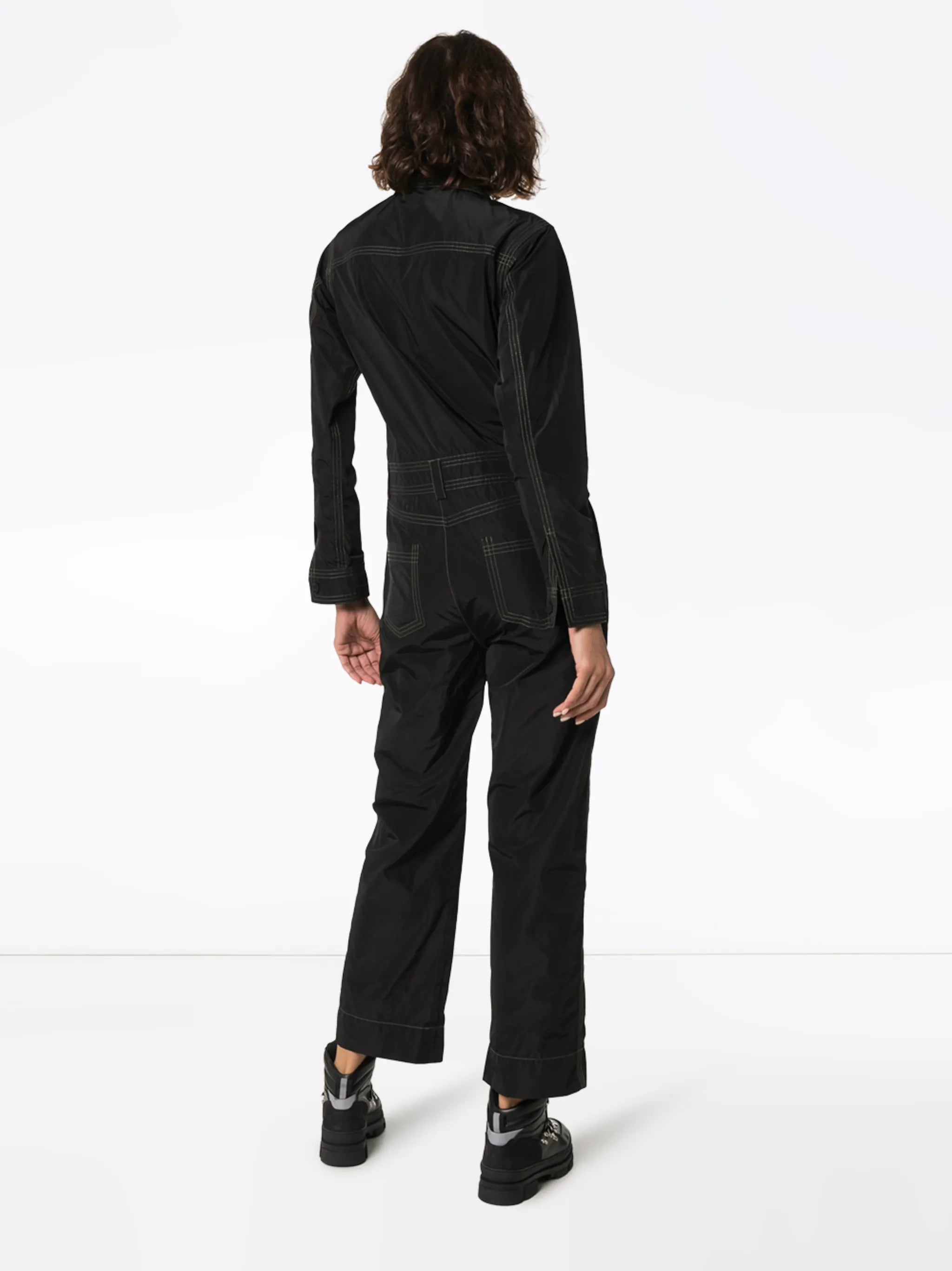contrast stitch utility jumpsuit