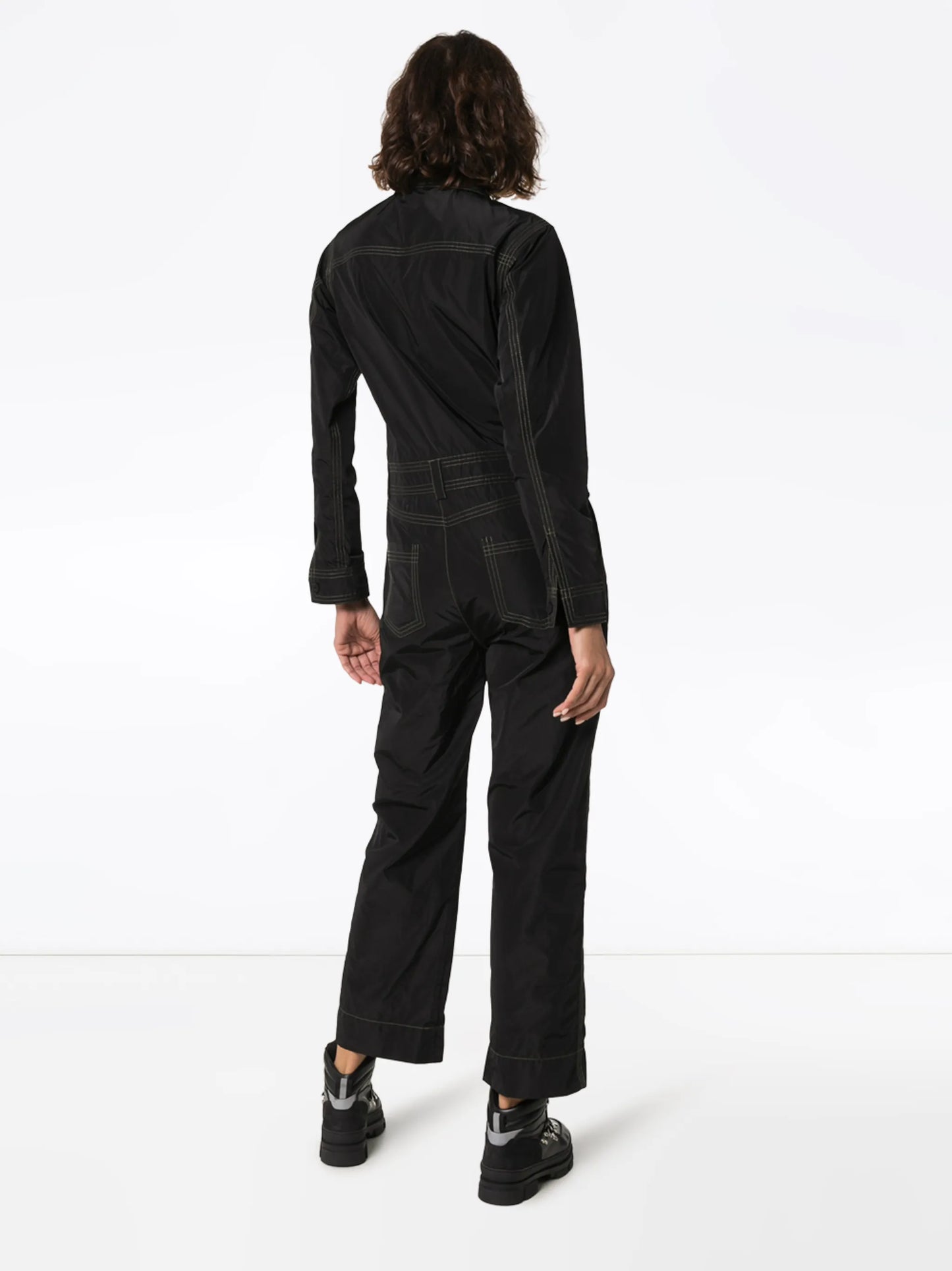 contrast stitch utility jumpsuit