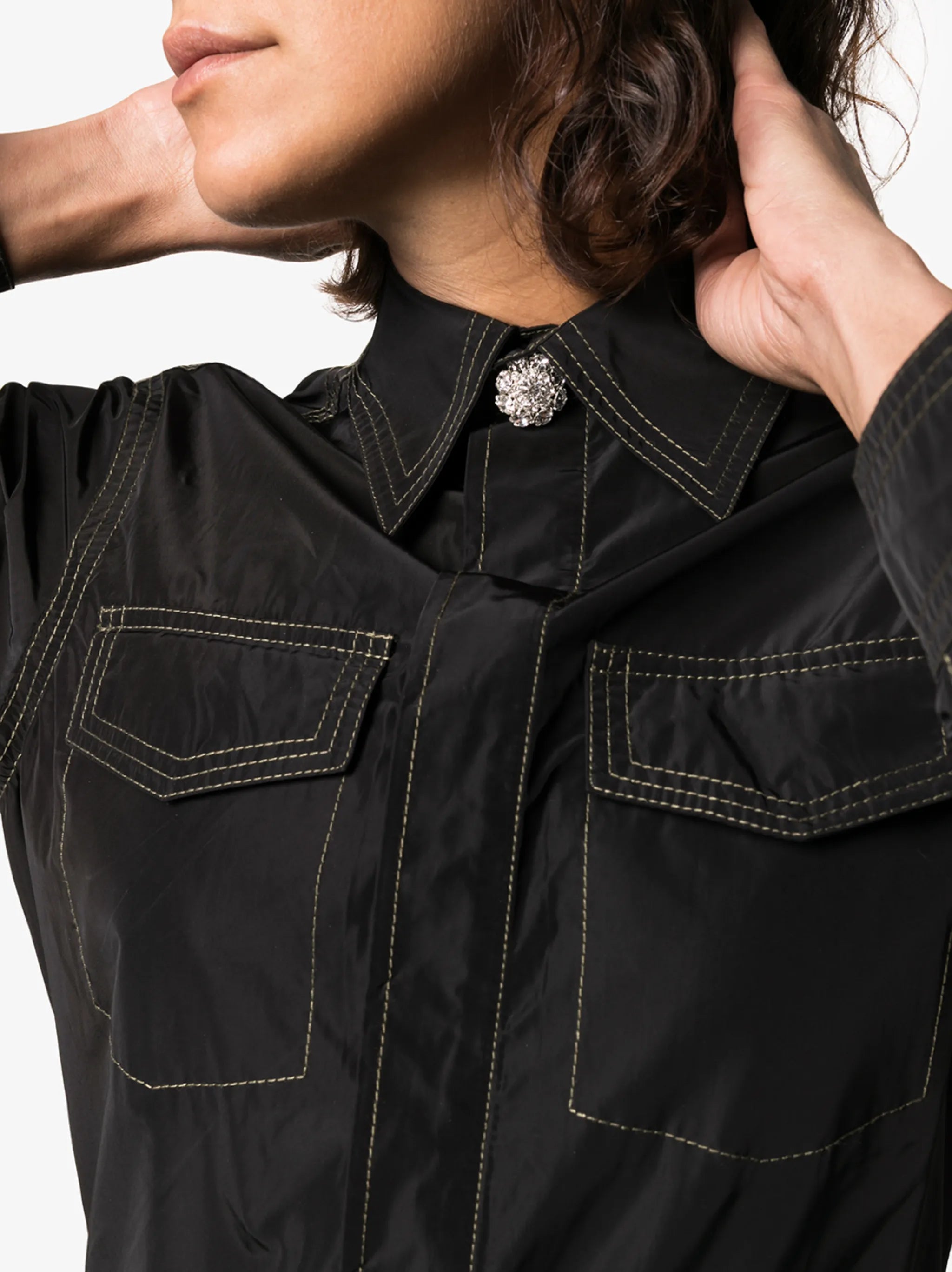 contrast stitch utility jumpsuit