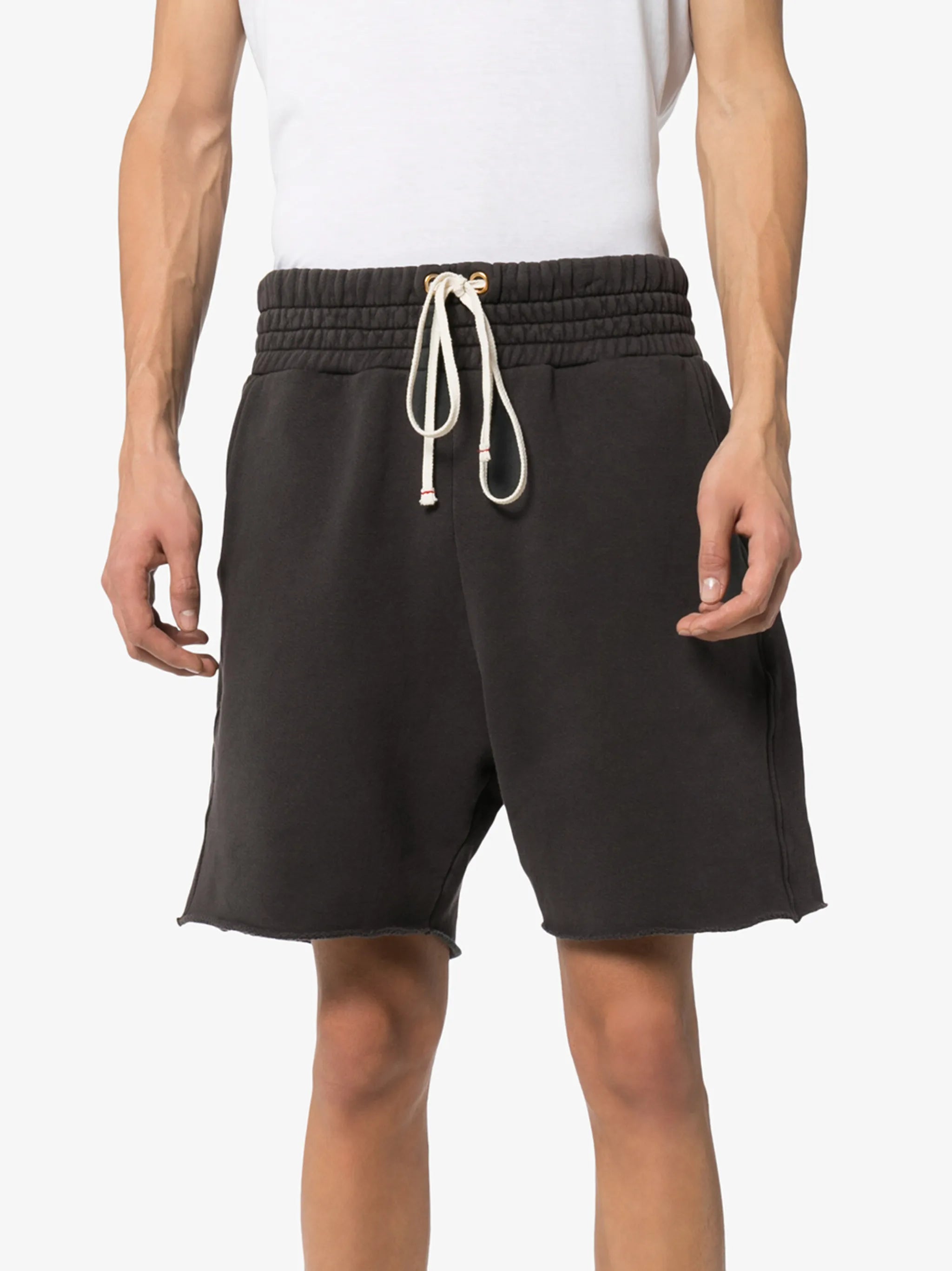 raw hem drawstring shorts