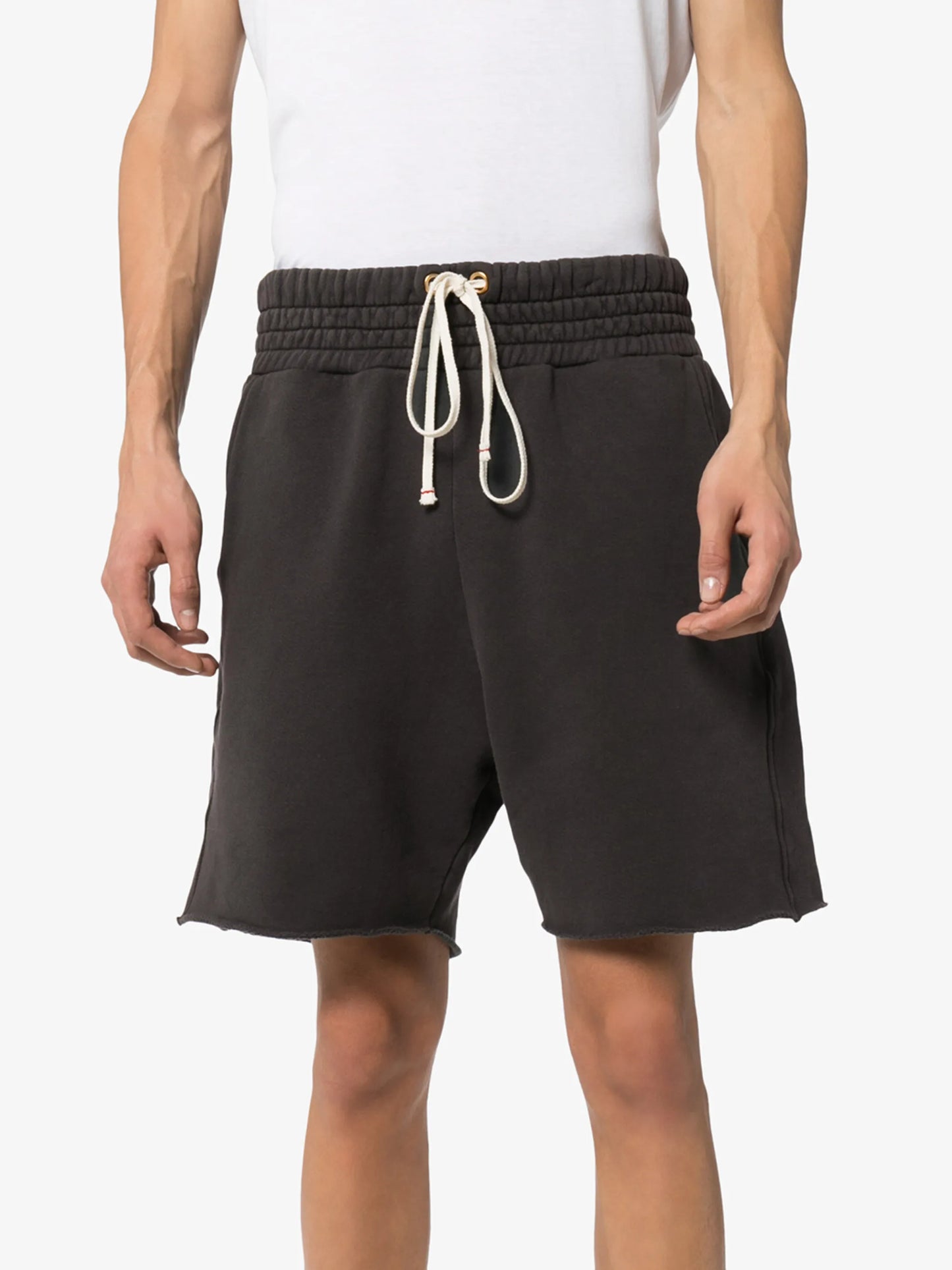 raw hem drawstring shorts