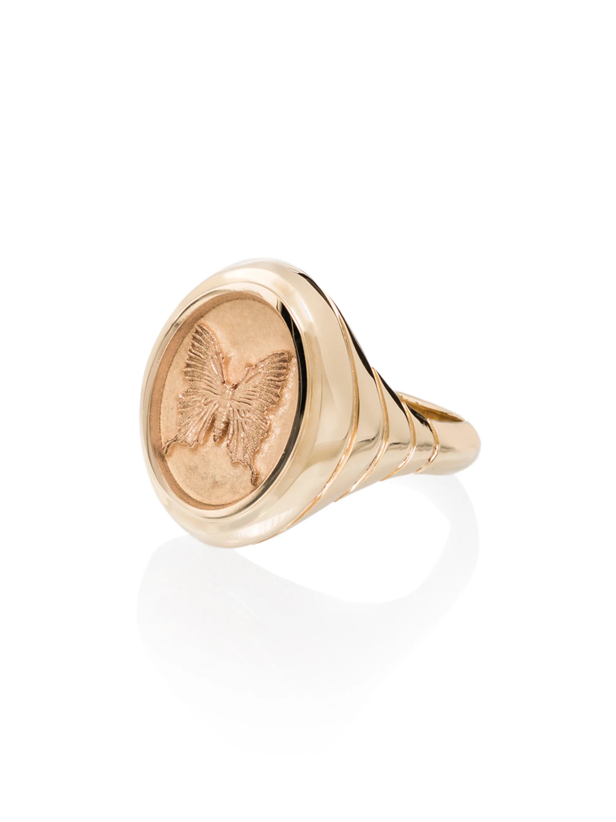 14kt yellow gold Grandfather butterfly signet ring