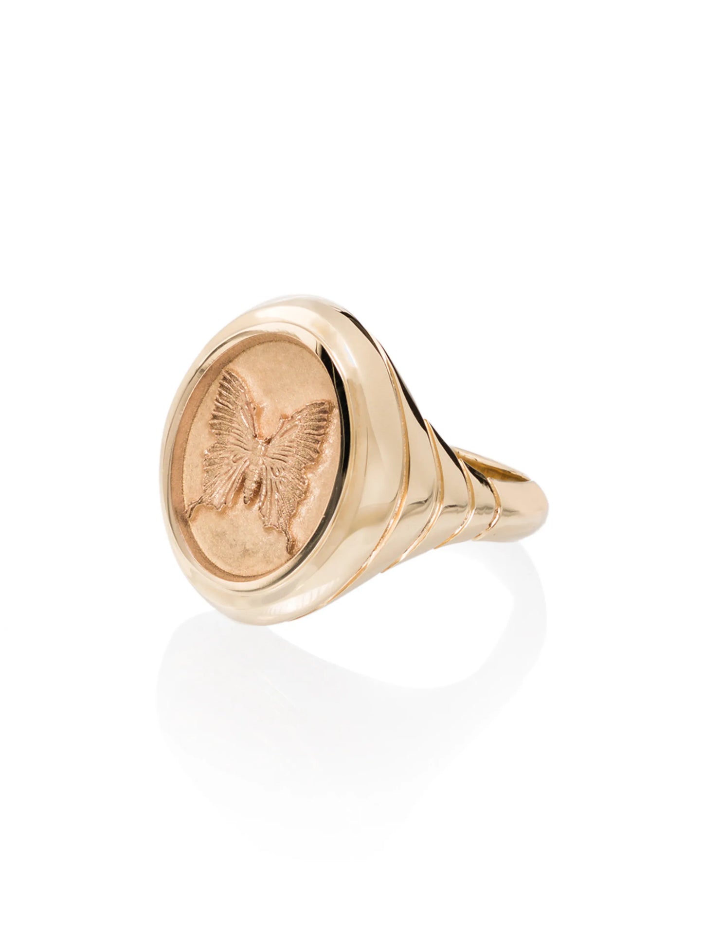 14kt yellow gold Grandfather butterfly signet ring