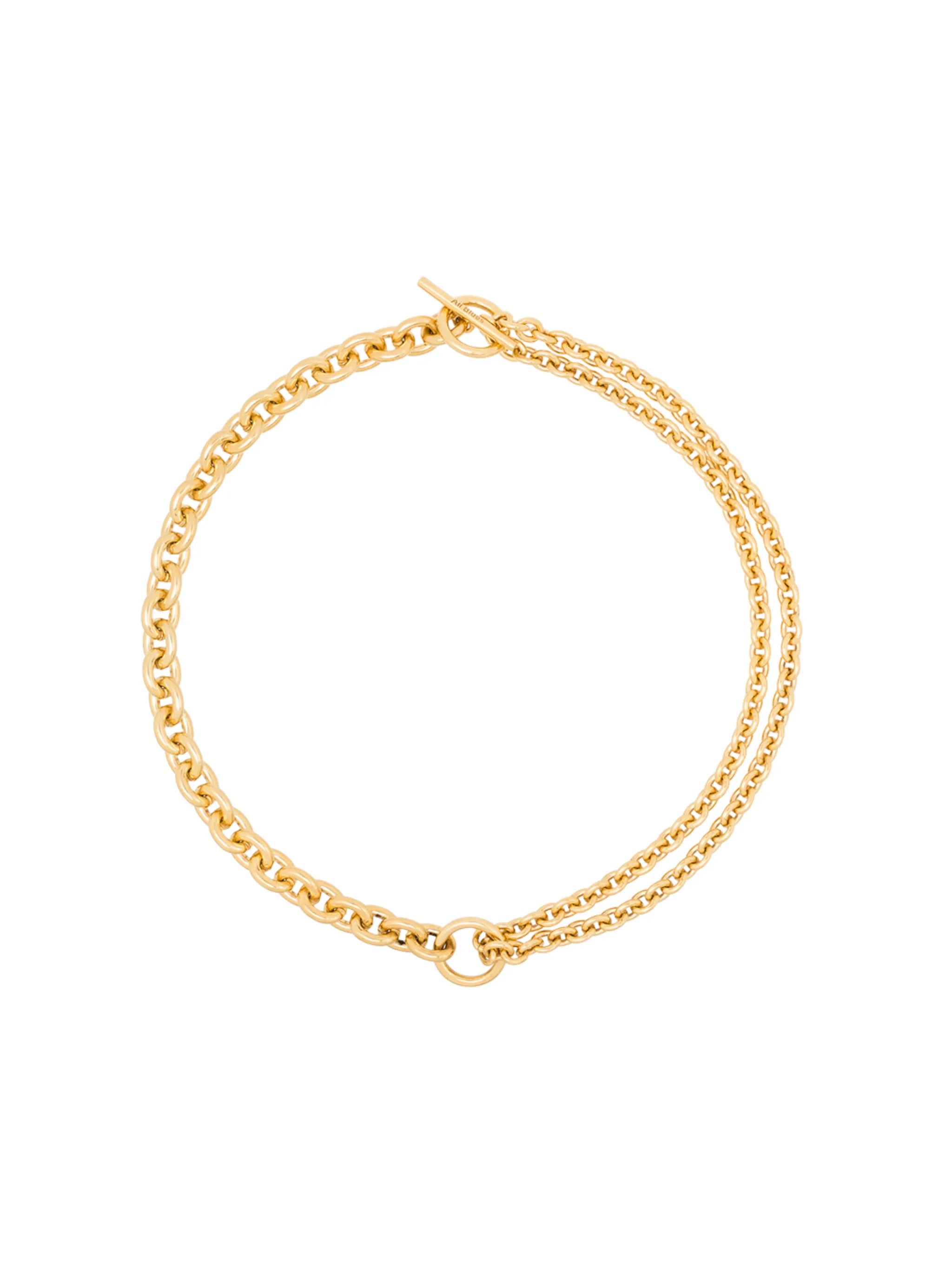 18kt gold double mix chain necklace