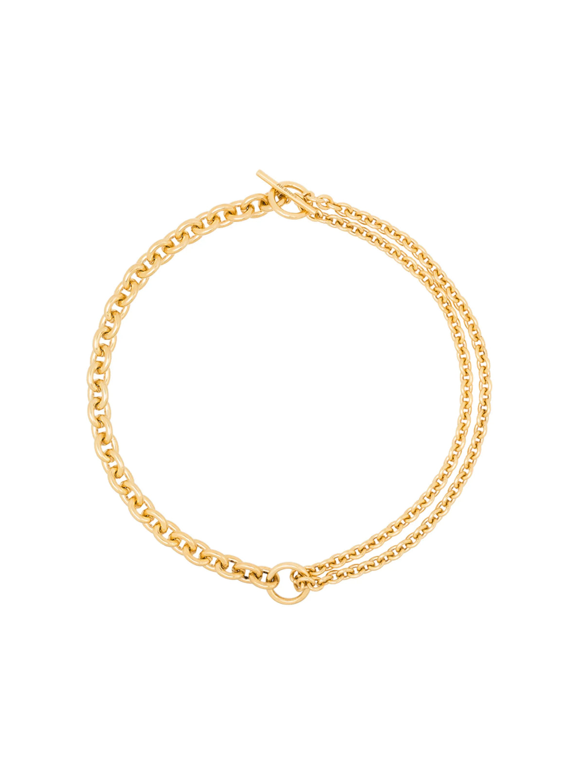 18kt gold double mix chain necklace