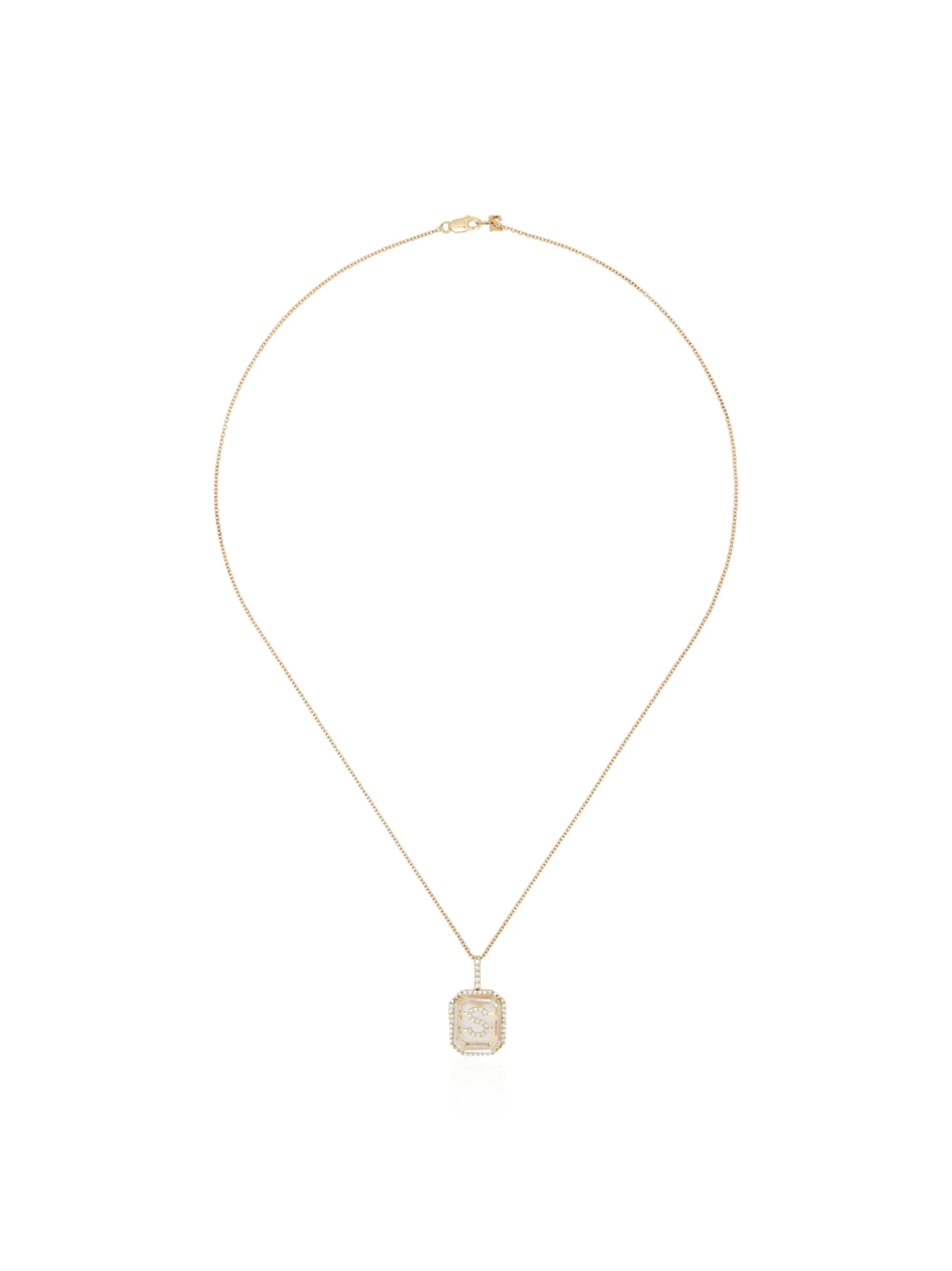 14kt gold S initial necklace