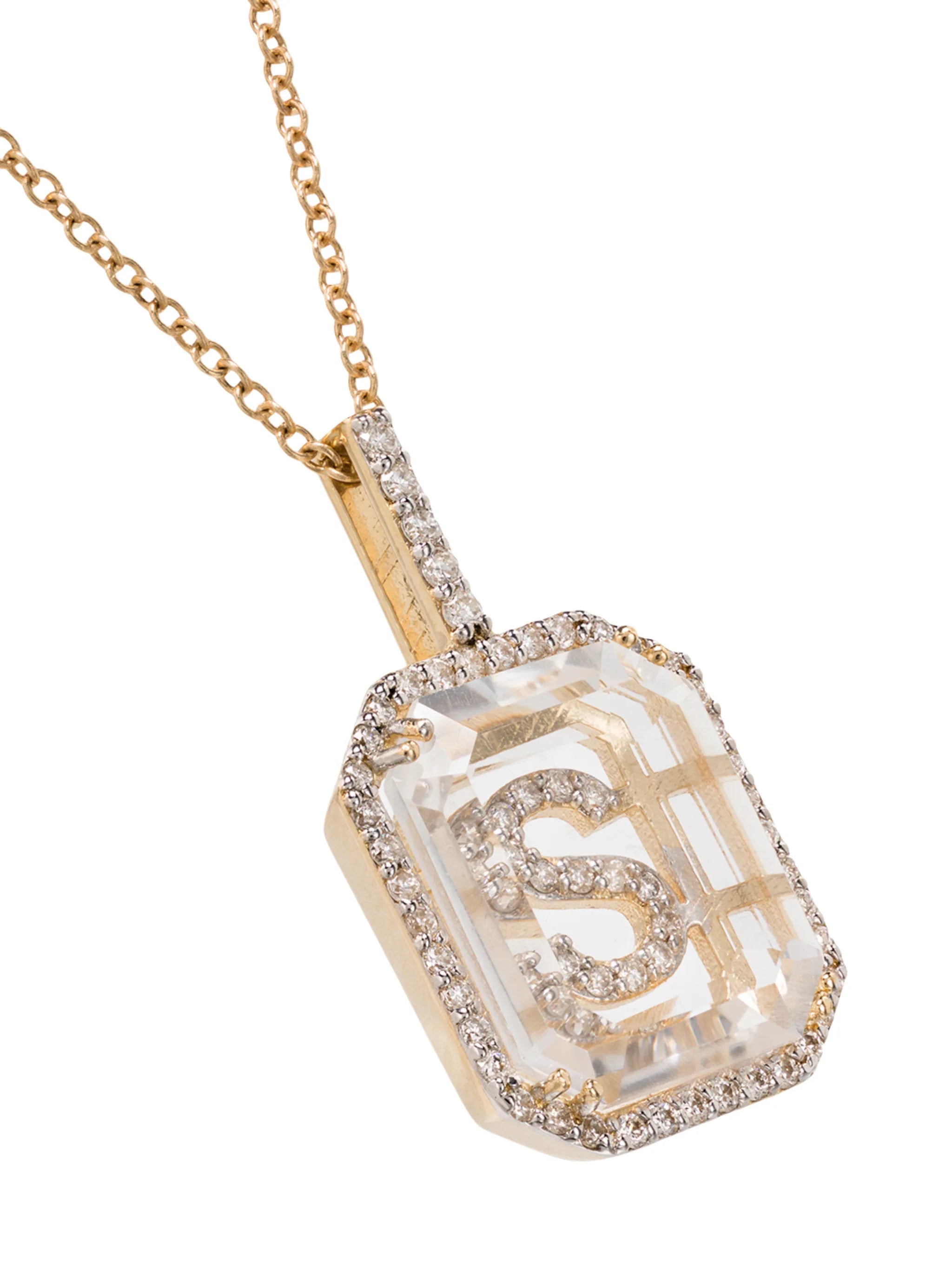 14kt gold S initial necklace