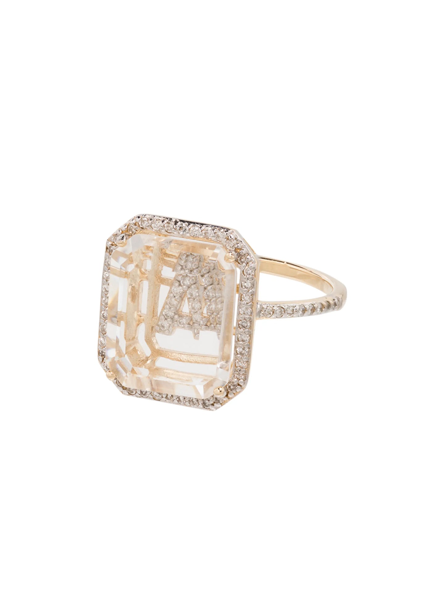 14kt yellow gold diamond-embellished initial ring
