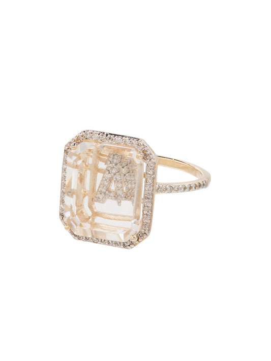 14kt yellow gold diamond-embellished initial ring