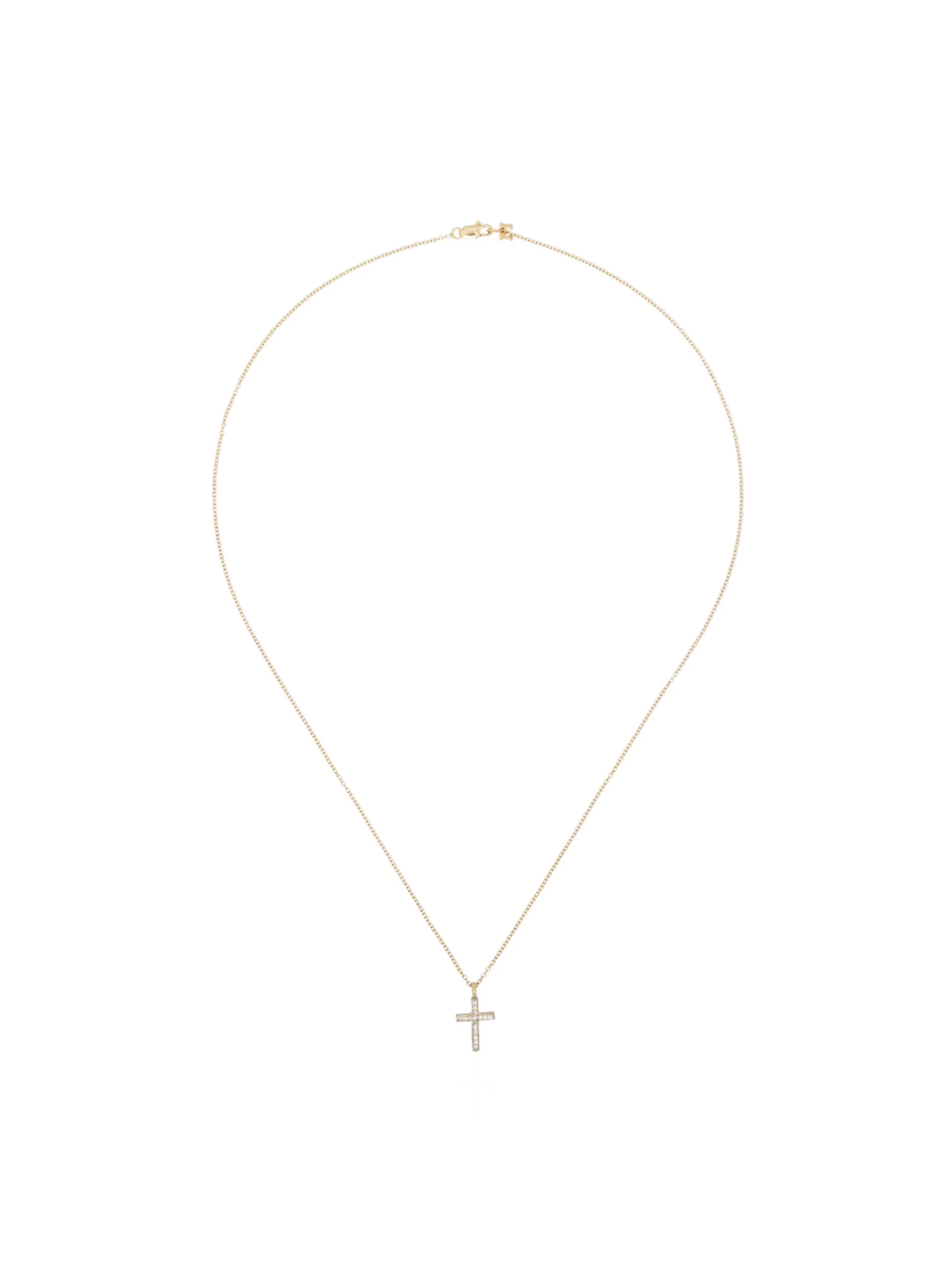 14kt gold diamond-embellished cross necklace