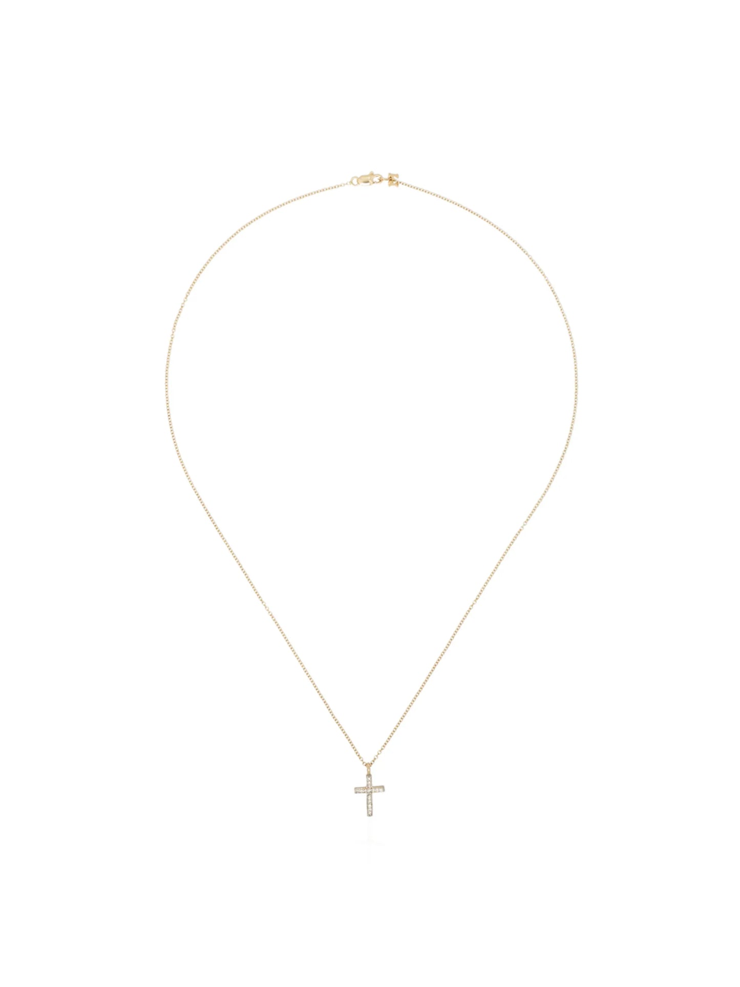 14kt gold diamond-embellished cross necklace