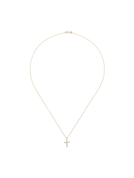 14kt gold diamond-embellished cross necklace
