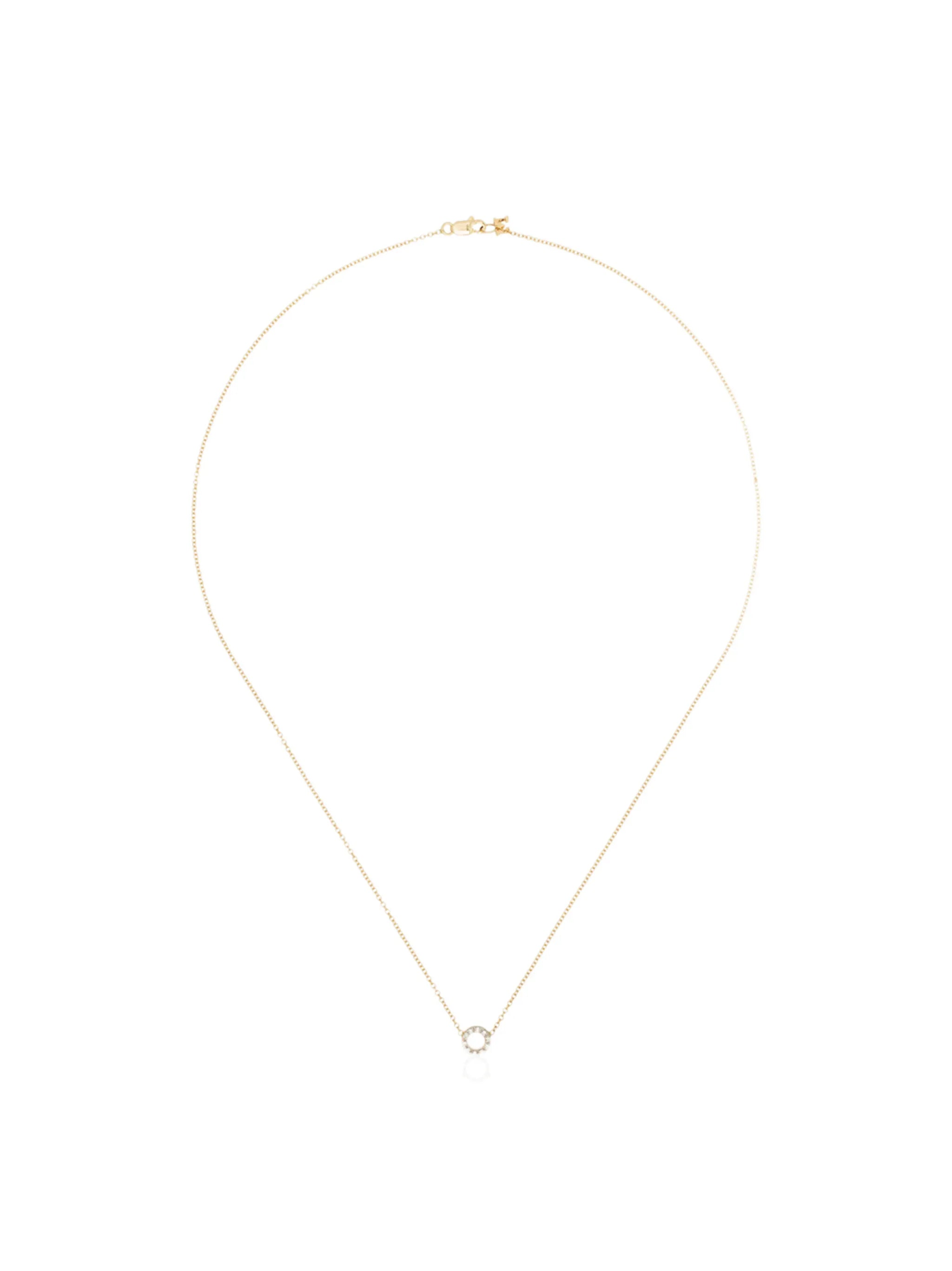 14kt gold diamond-embellished circle necklace