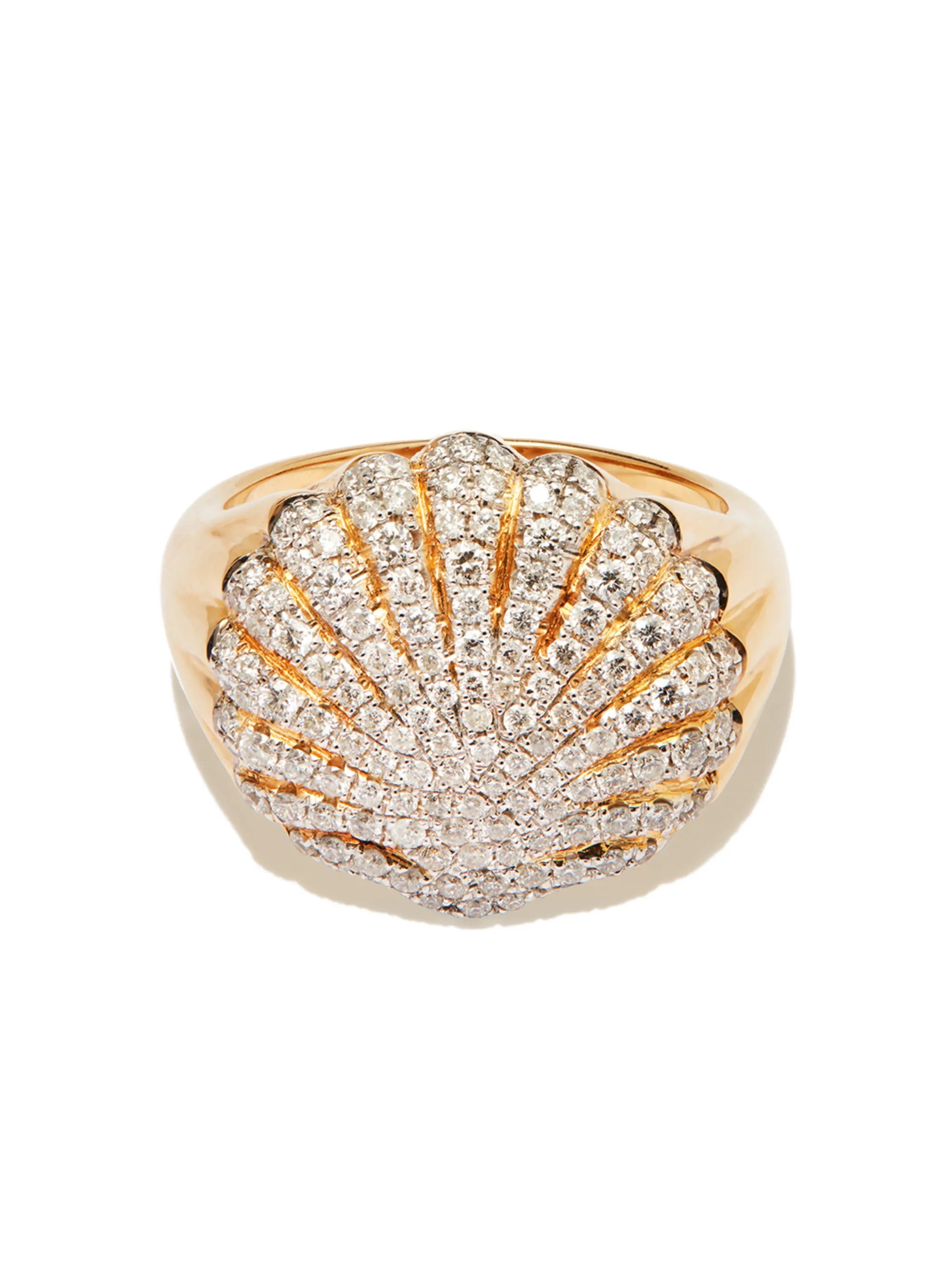 9kt yellow gold Shell diamond ring