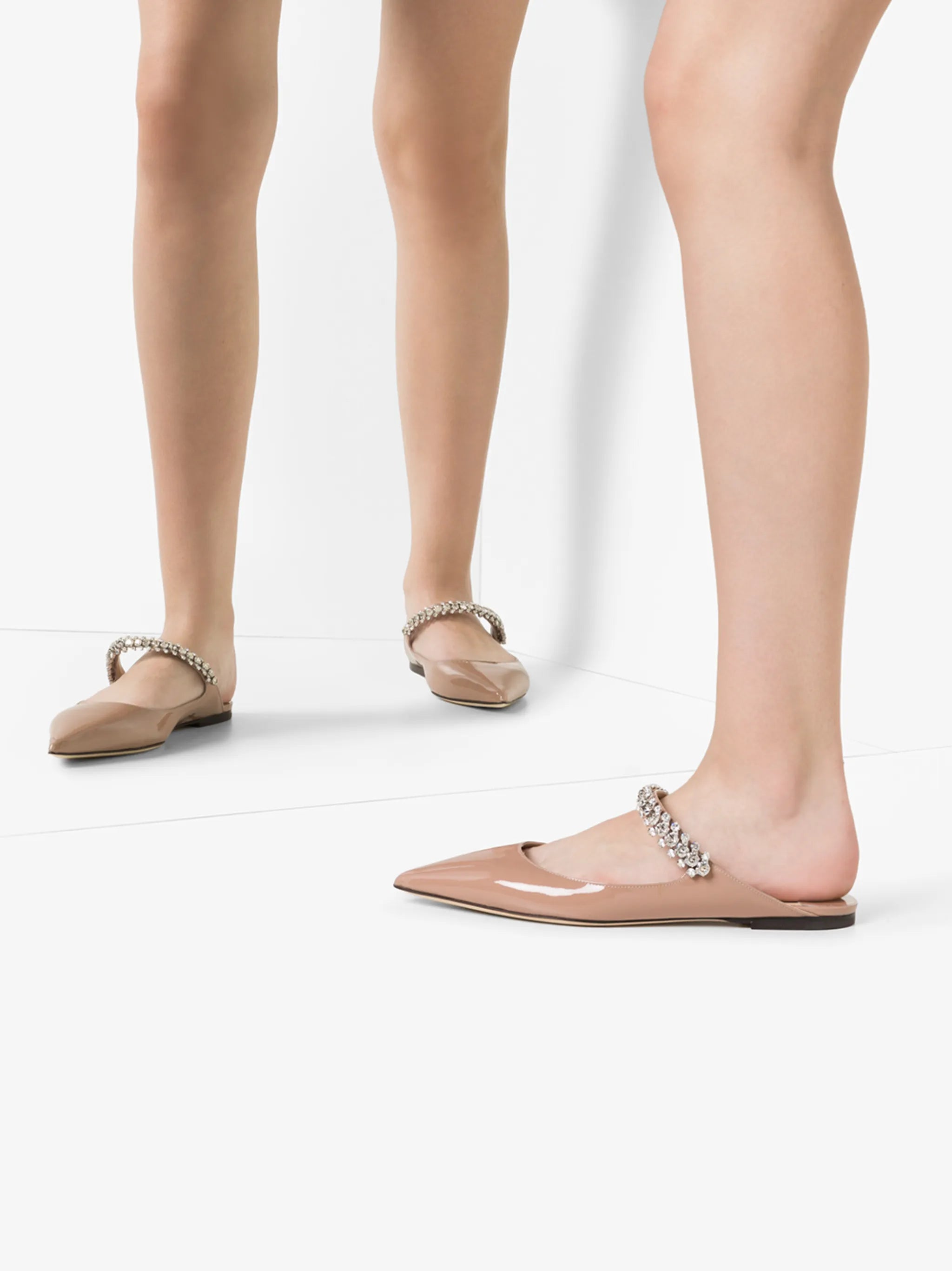 Bing embellished strap flat pumps