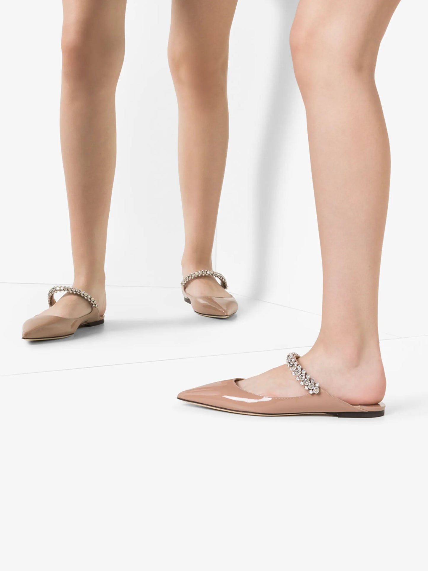 Bing embellished strap flat pumps