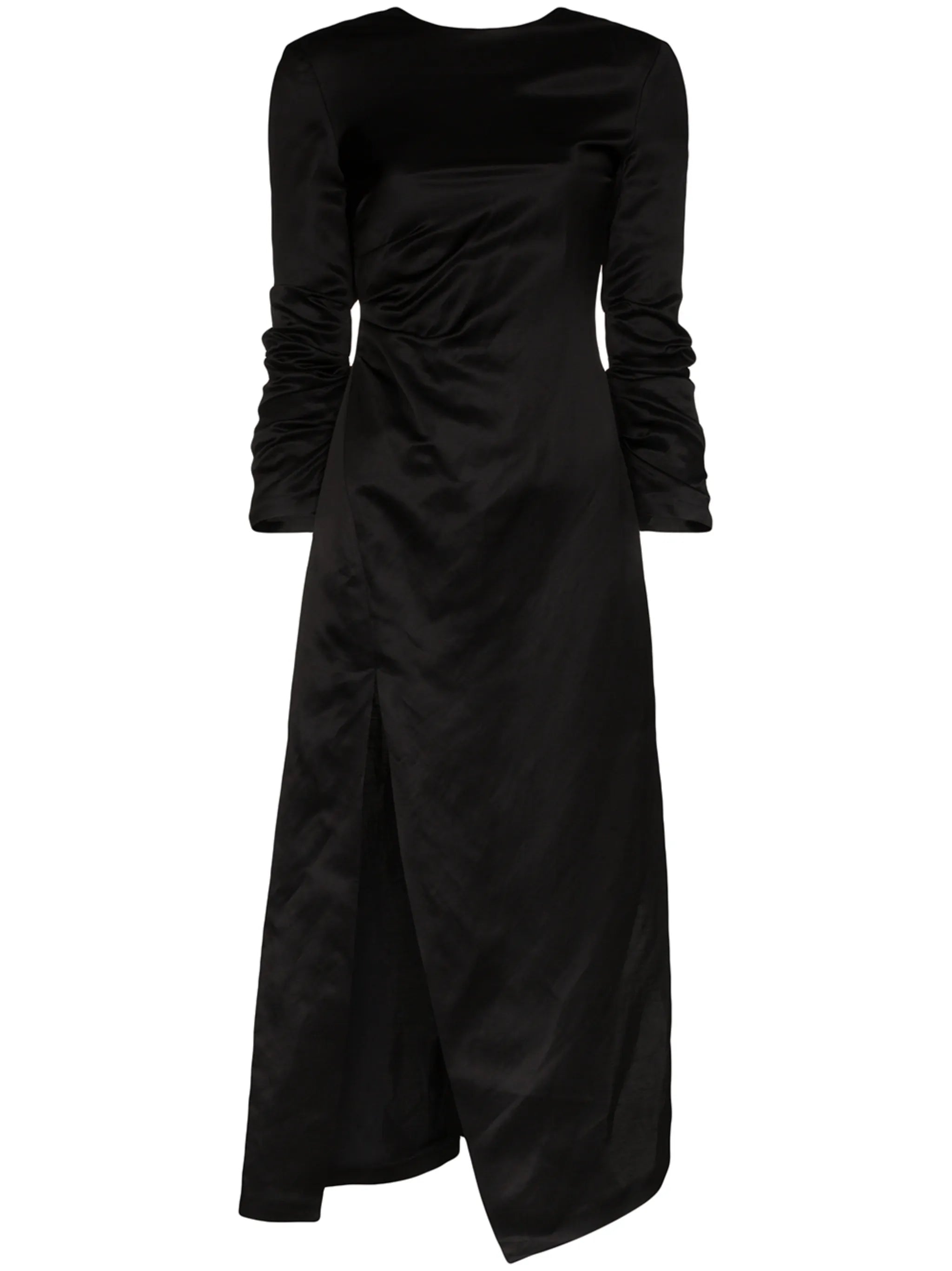 ruched side split midi dress