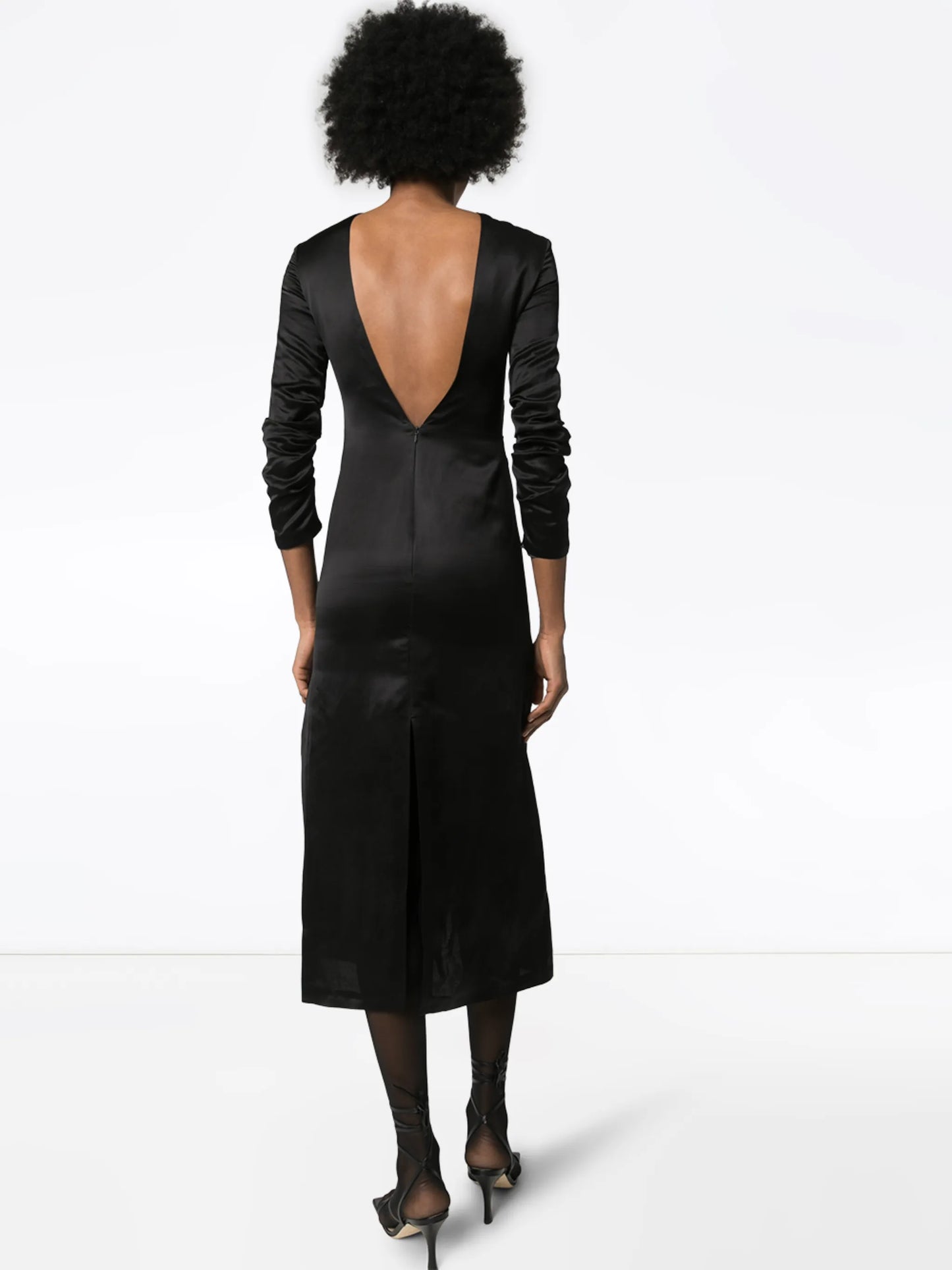 ruched side split midi dress