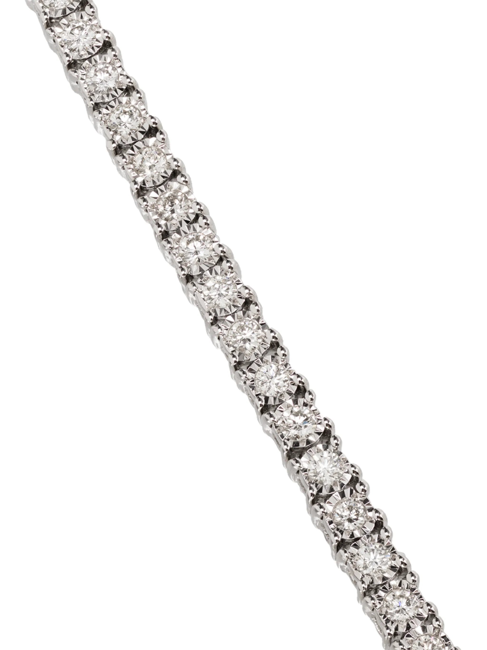 14kt white gold and diamond half chain necklace