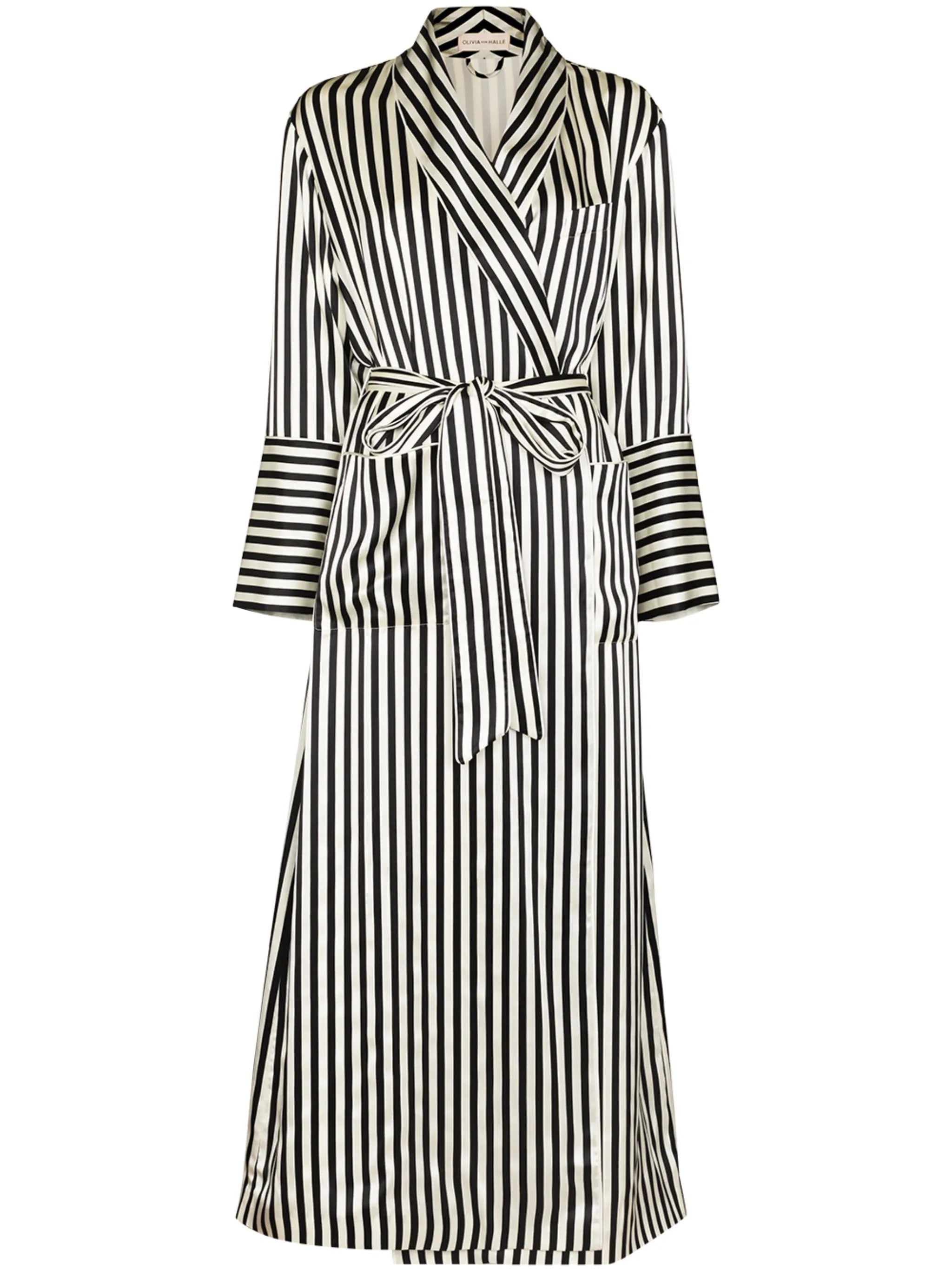 Capability striped silk dressing robe