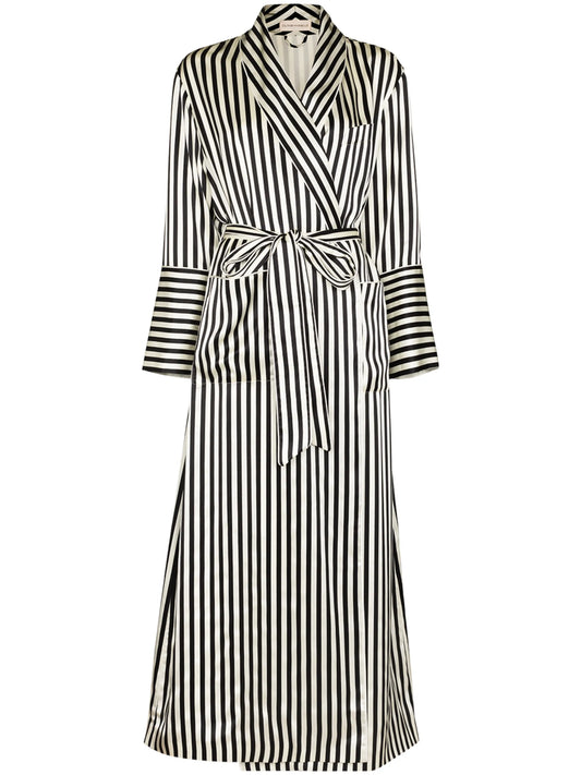 Capability striped silk dressing robe