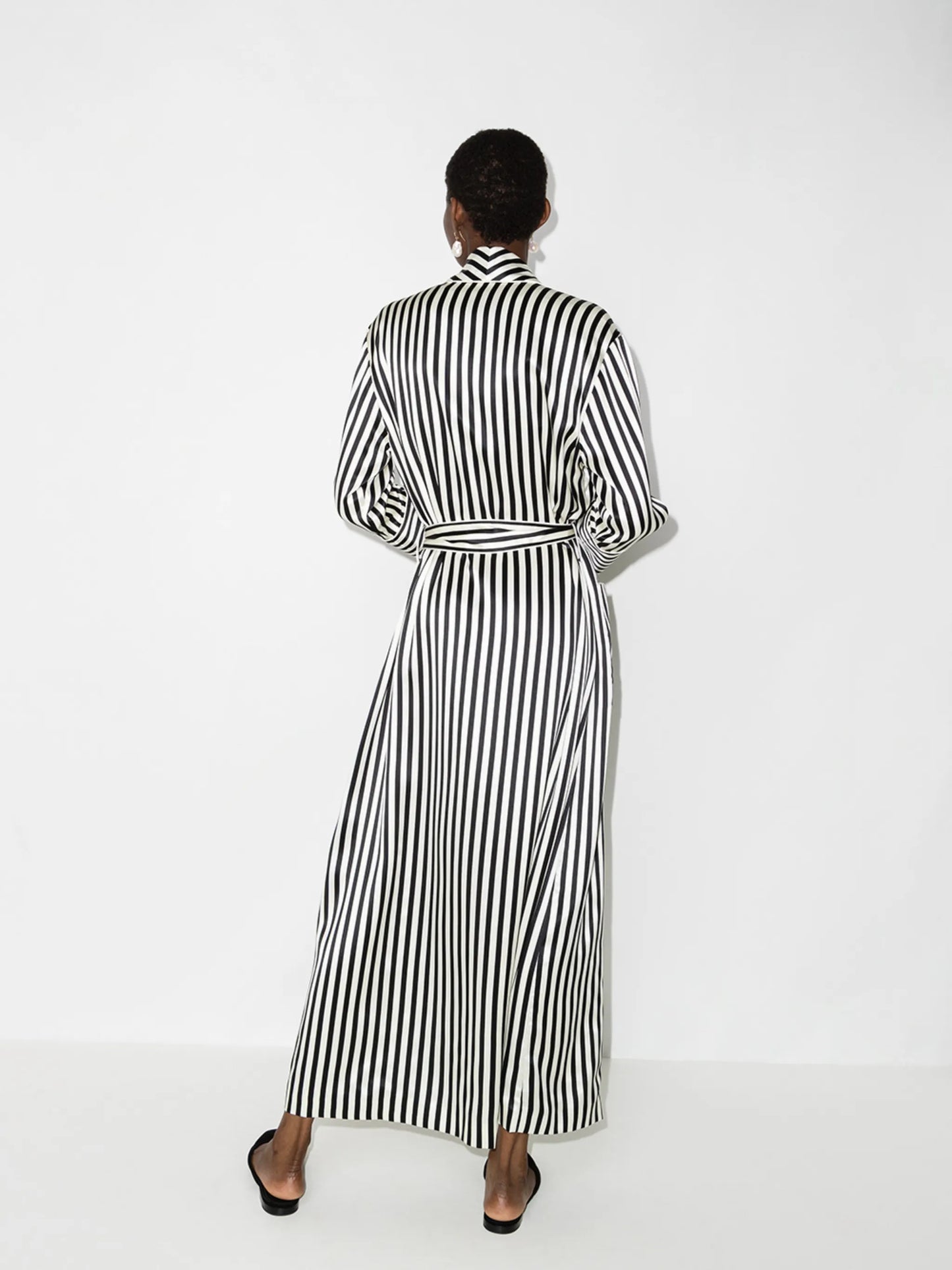 Capability striped silk dressing robe