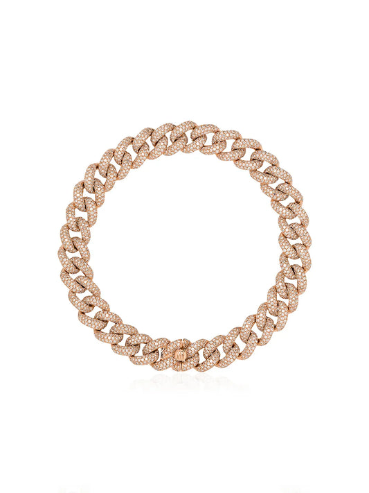 18K rose gold pavé diamond link bracelet