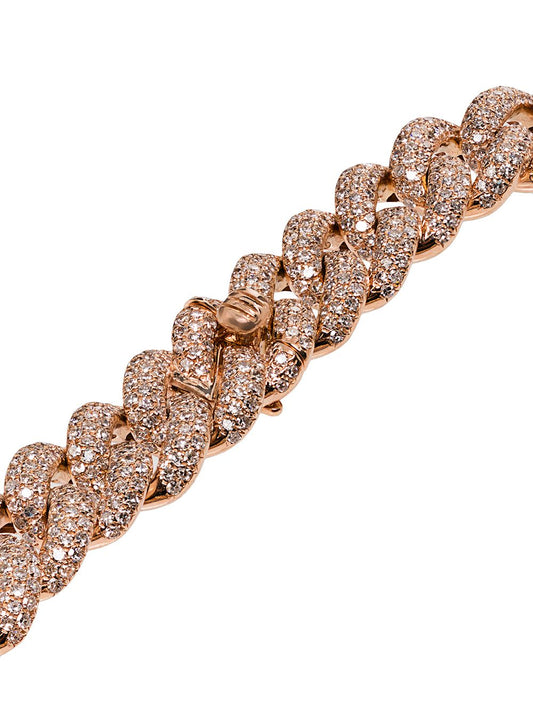 18K rose gold pavé diamond link bracelet