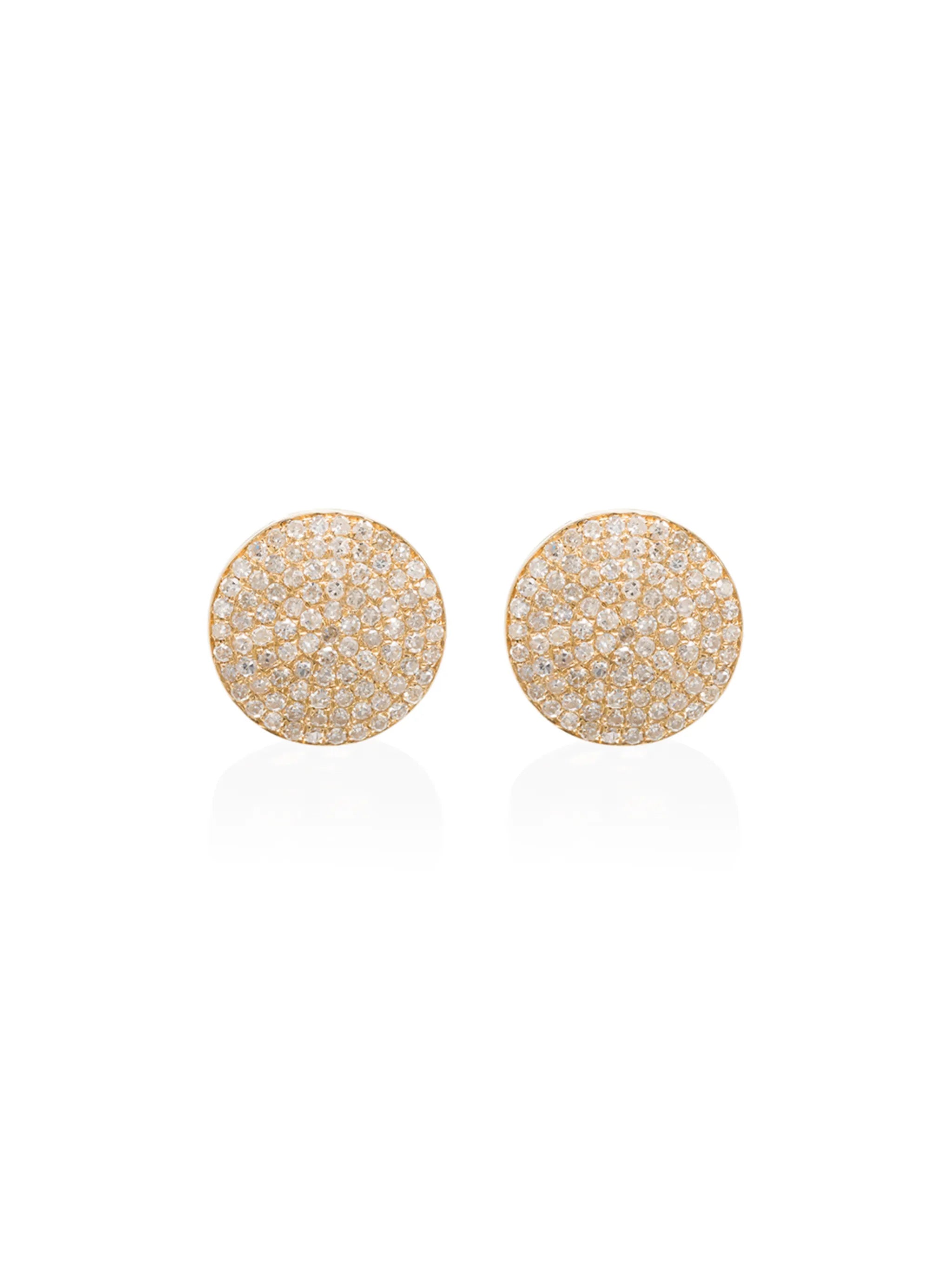 18K gold round pave diamond stud earrings