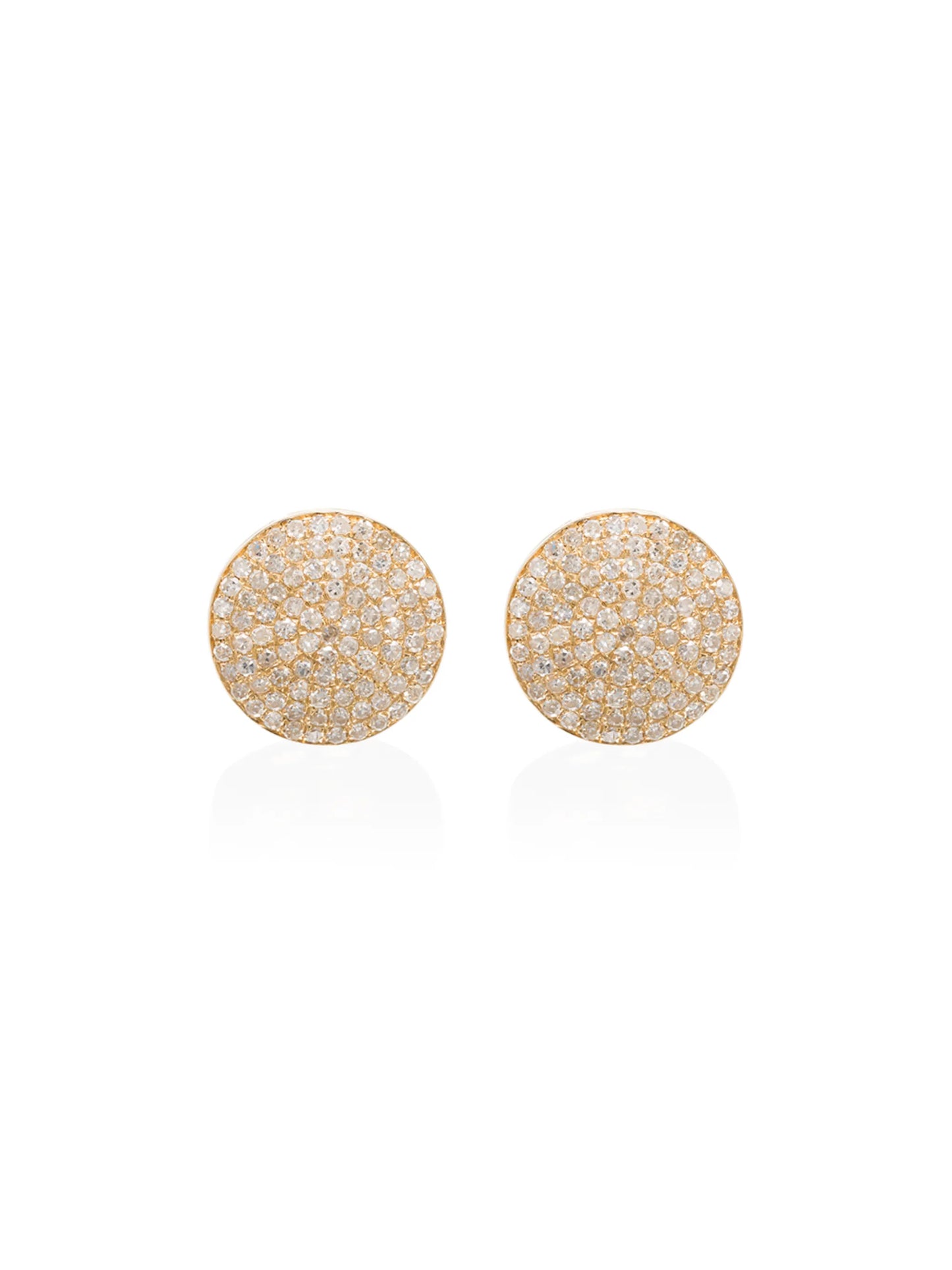18K gold round pave diamond stud earrings