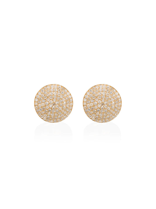 18K gold round pave diamond stud earrings