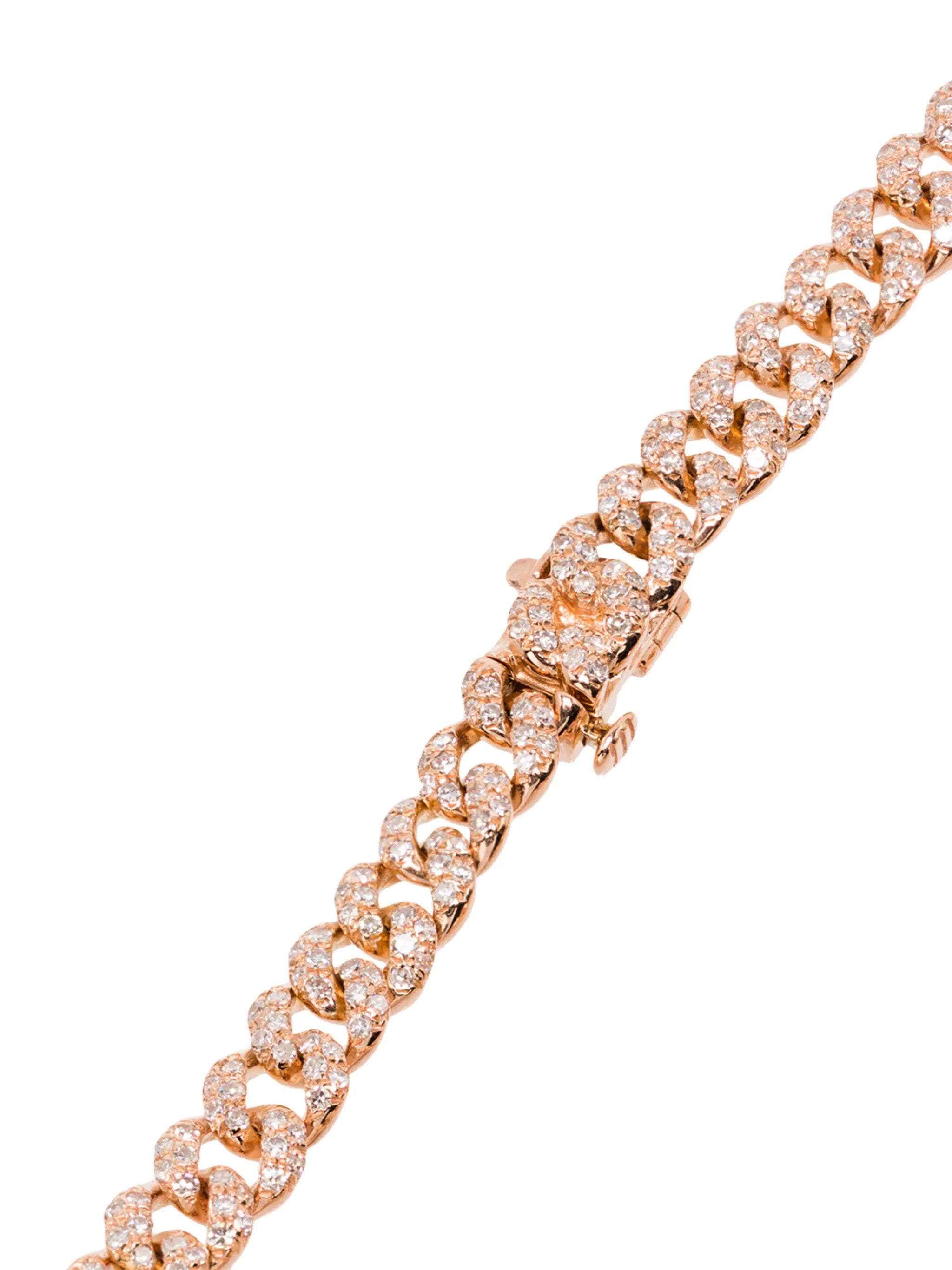 18K rose gold and diamond mini 7 inch link bracelet